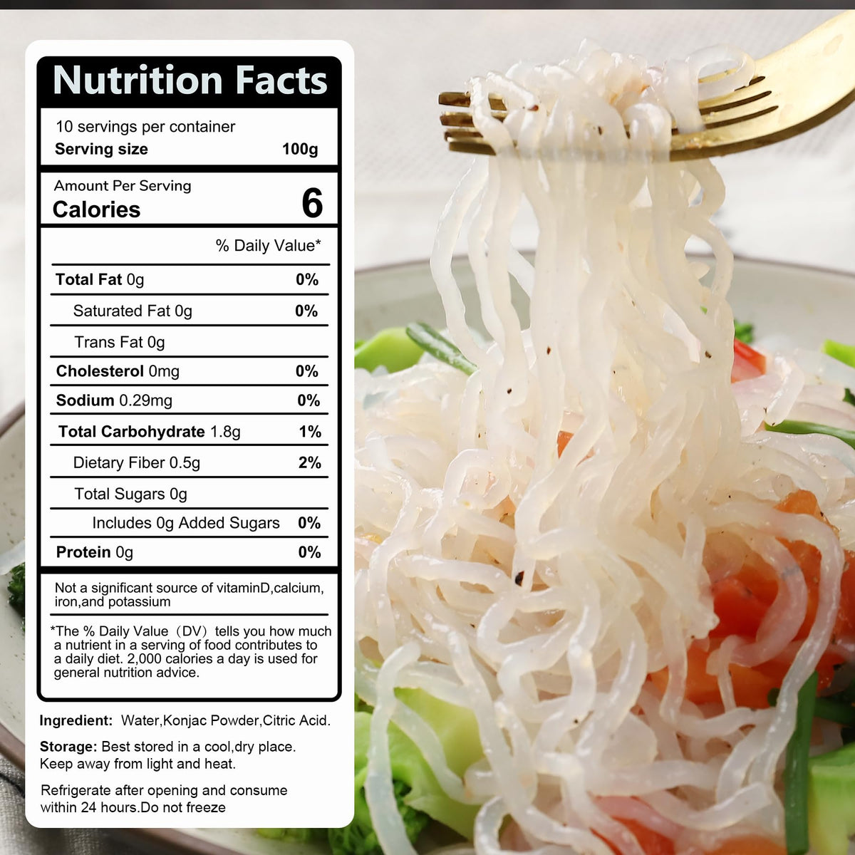 Hethstia Konjac Noodle – Ready-to-Eat Shirataki Angel Hair, Low Carb, Gluten-Free, Vegan & Keto