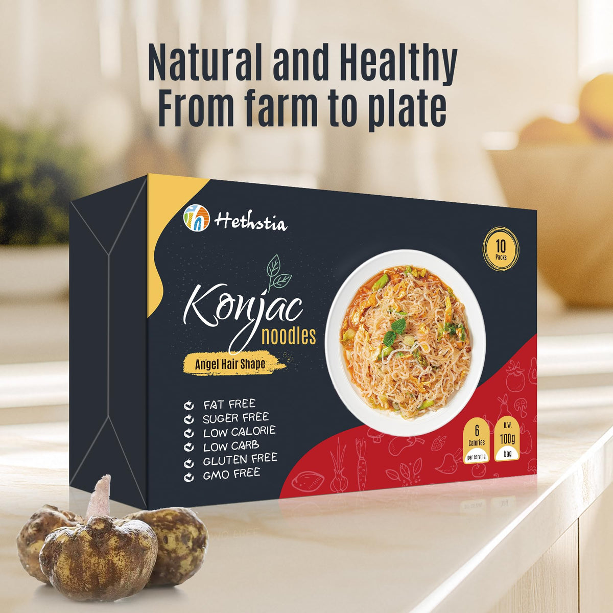 Hethstia Konjac Noodle – Ready-to-Eat Shirataki Angel Hair, Low Carb, Gluten-Free, Vegan & Keto
