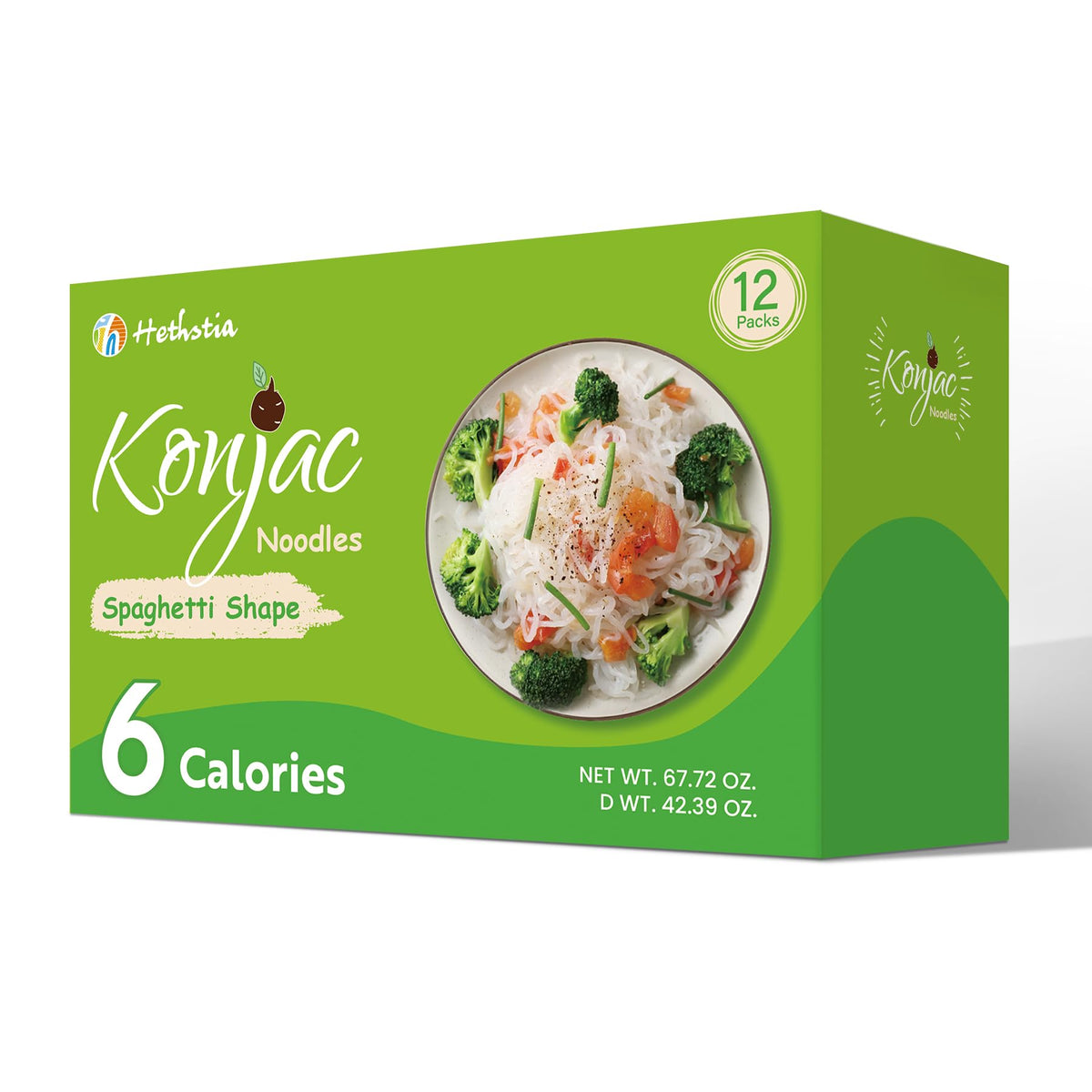 Hethstia Konjac Noodles – Shirataki Spaghetti 12 Pack | Low Carb, Gluten Free, Vegan