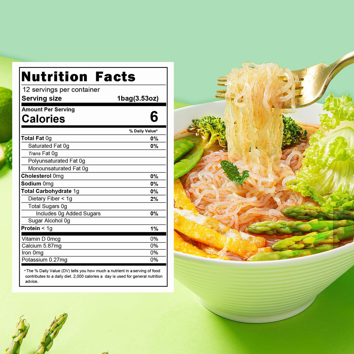Hethstia Konjac Noodles Angel Hair – 12 Pack Shirataki Noodles, Low Carb, Gluten-Free, Vegan