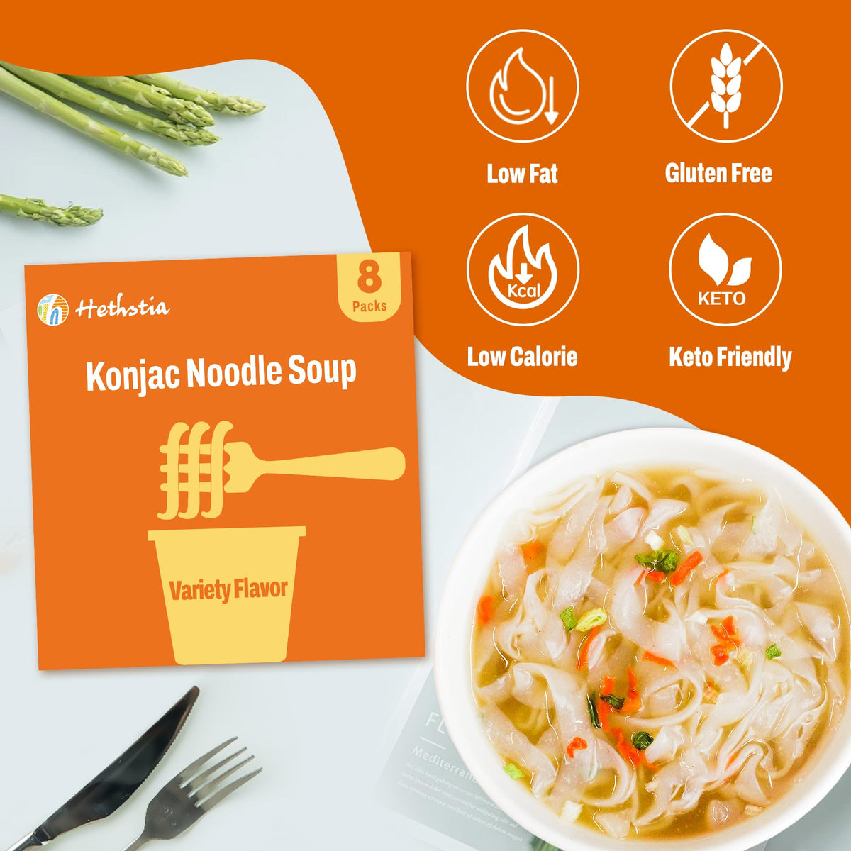 Hethstia Konjac Noodle Soup 8-Pack – Low-Cal, Vegan, Gluten-Free