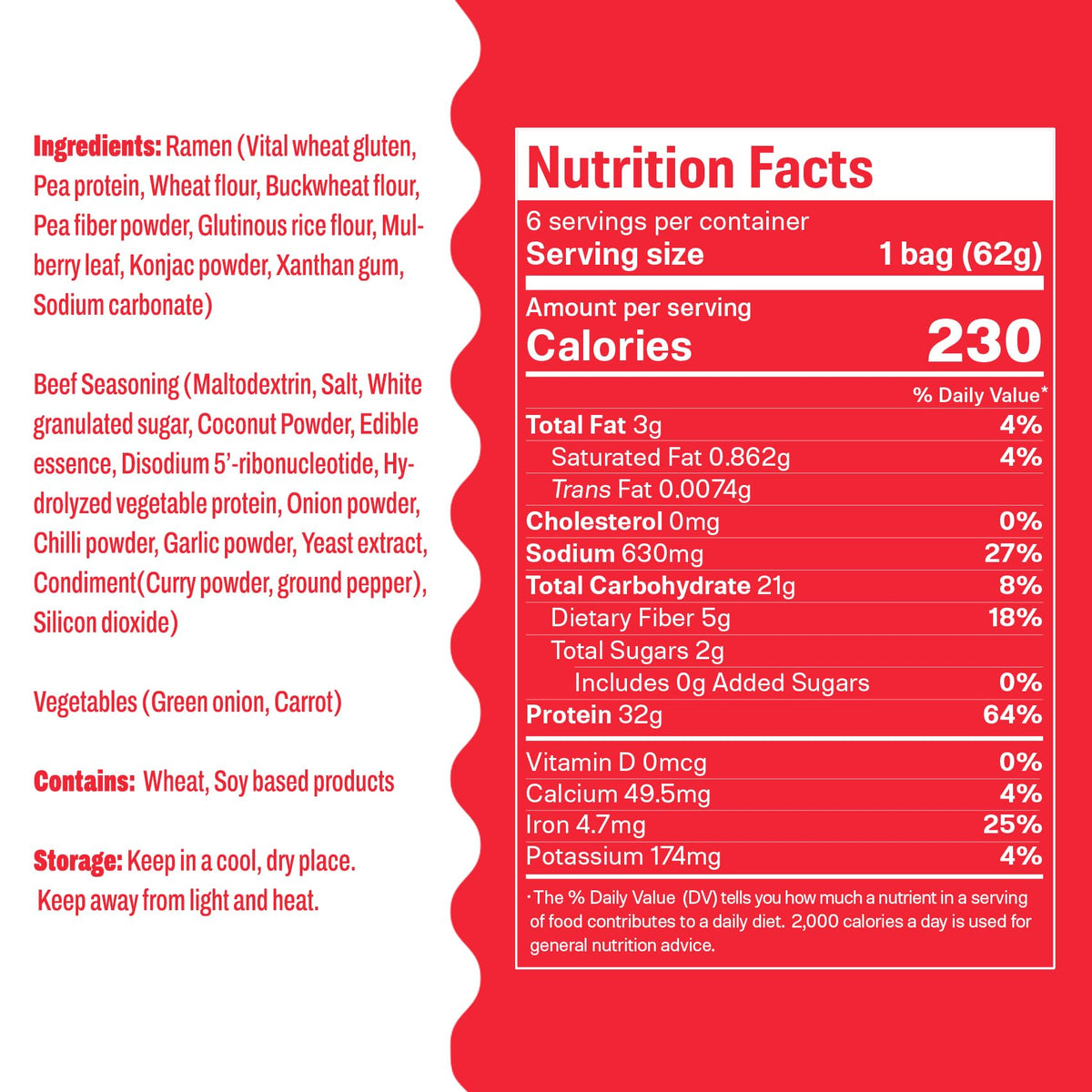 Hethstia Protein Ramen Spicy Beef Flavor – 6-Pack, Plant-Based Protein, Vegan, Non-GMO, Low Fat