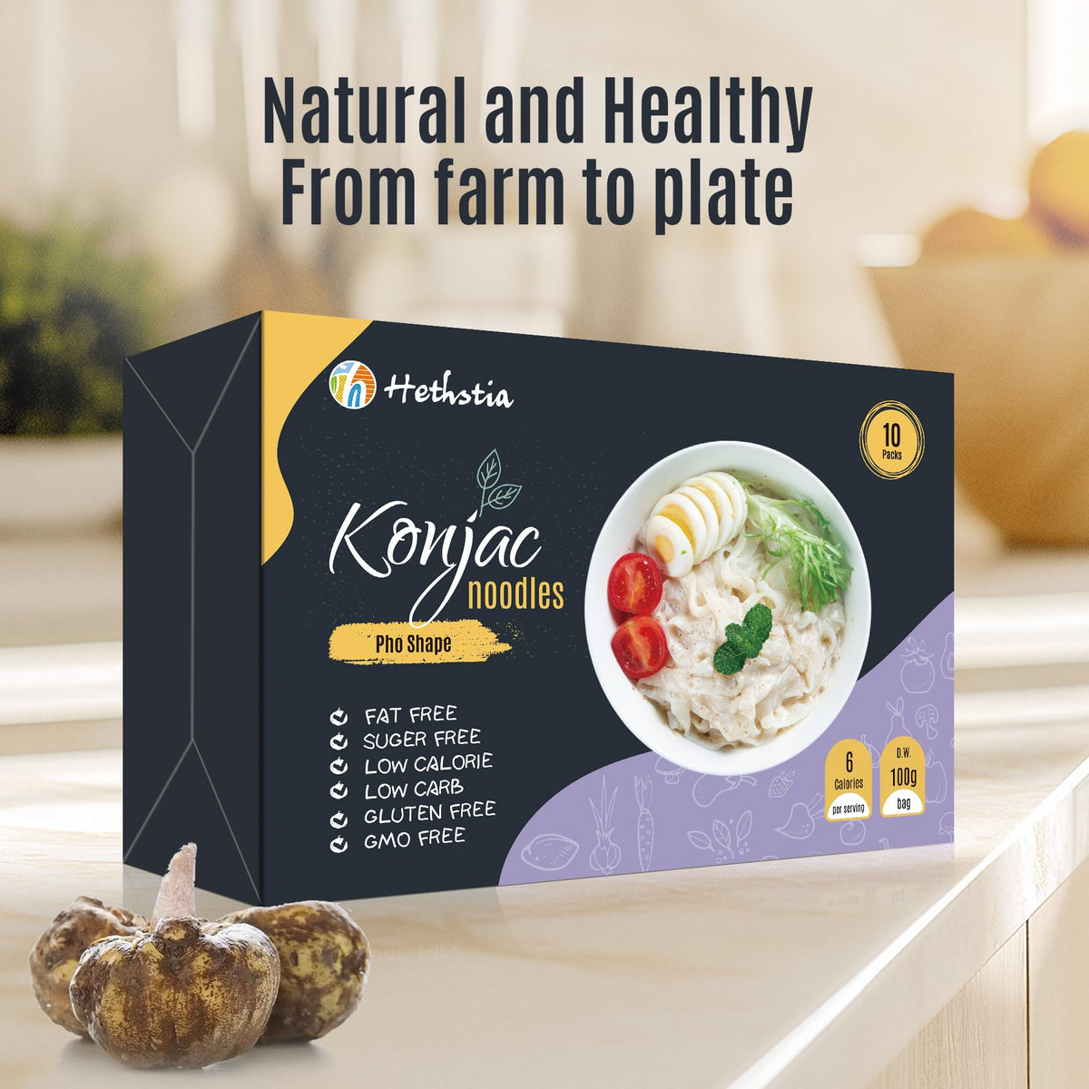Hethstia Shirataki Noodle – Vegan Konjac Pho Noodles, Low Carb & Ready to Eat