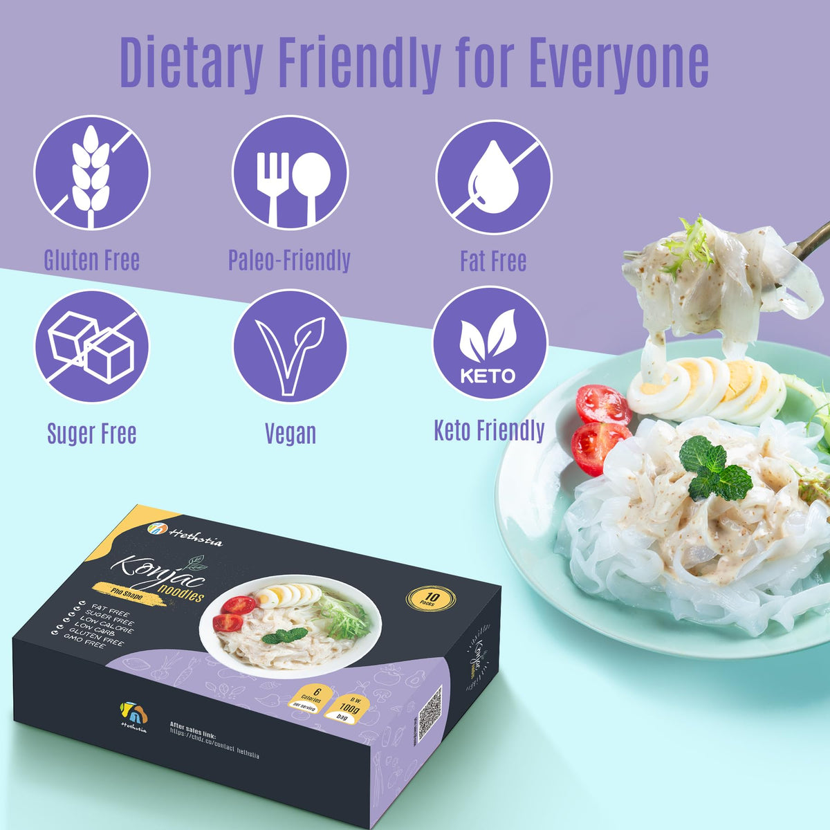 Hethstia Shirataki Noodle – Vegan Konjac Pho Noodles, Low Carb & Ready to Eat
