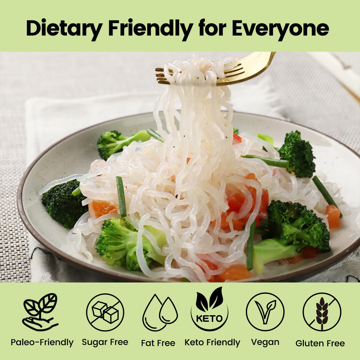 Hethstia Shirataki Noodles - 10-Pack Konjac Angel Hair Pasta, Low Calorie, Gluten Free