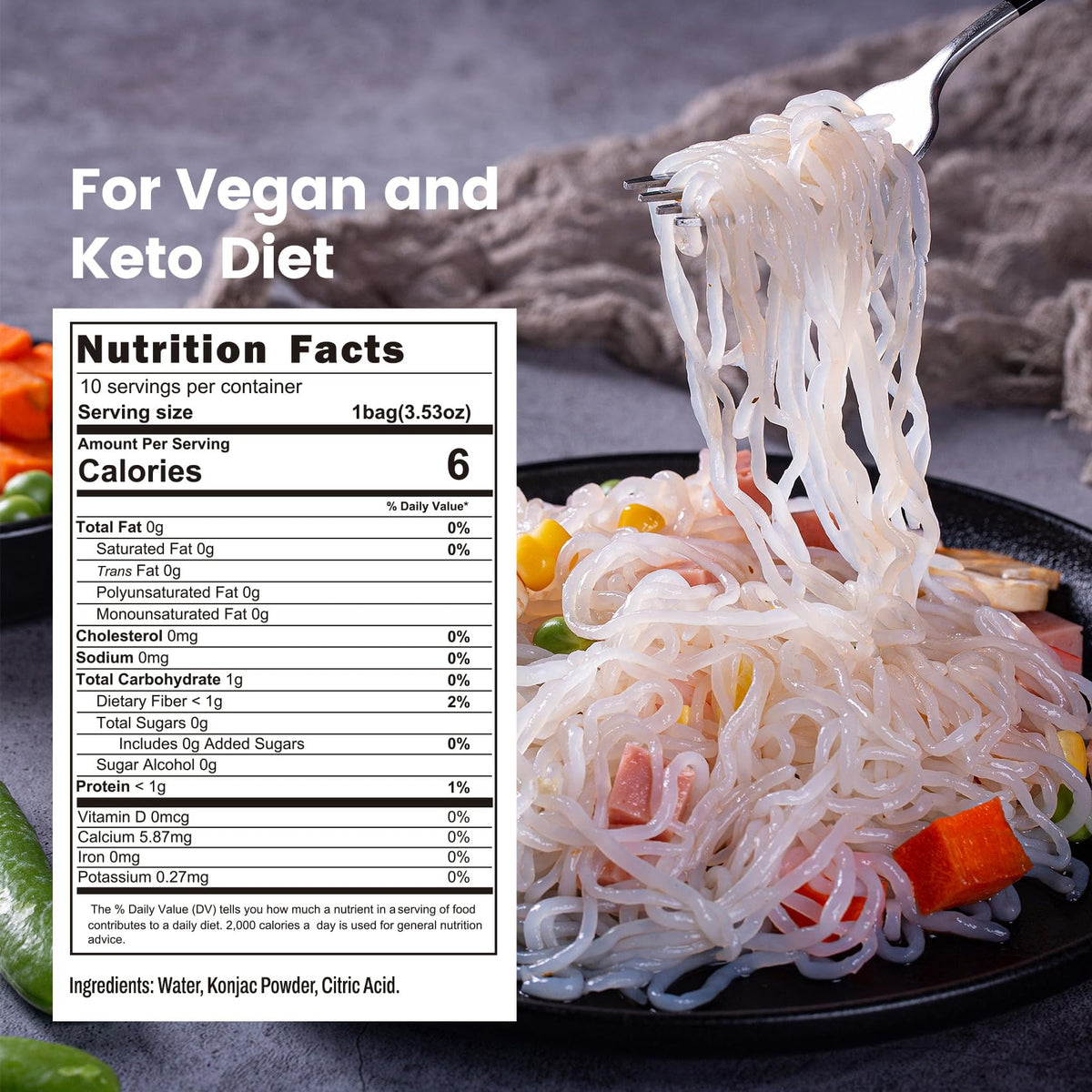 Hethstia Shirataki Noodles – Konjac Pasta, Gluten-Free, Vegan, Keto-Friendly, Low-Carb (56.5 oz in 10 Packs)