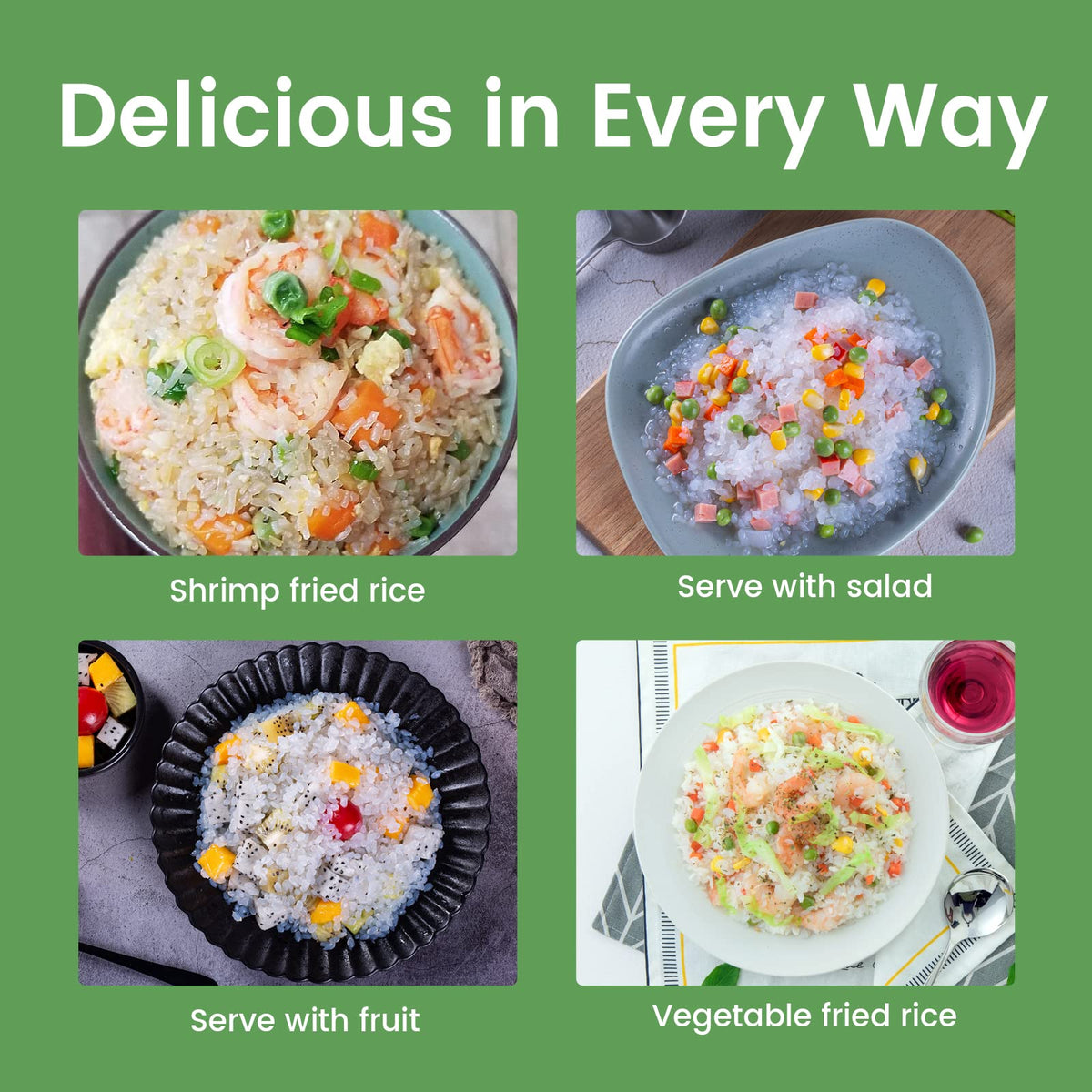 Hethstia Shirataki Rice - 6-Pack Low-Carb Konjac Rice, Keto, Gluten-Free, Vegan, Ready-to-Eat