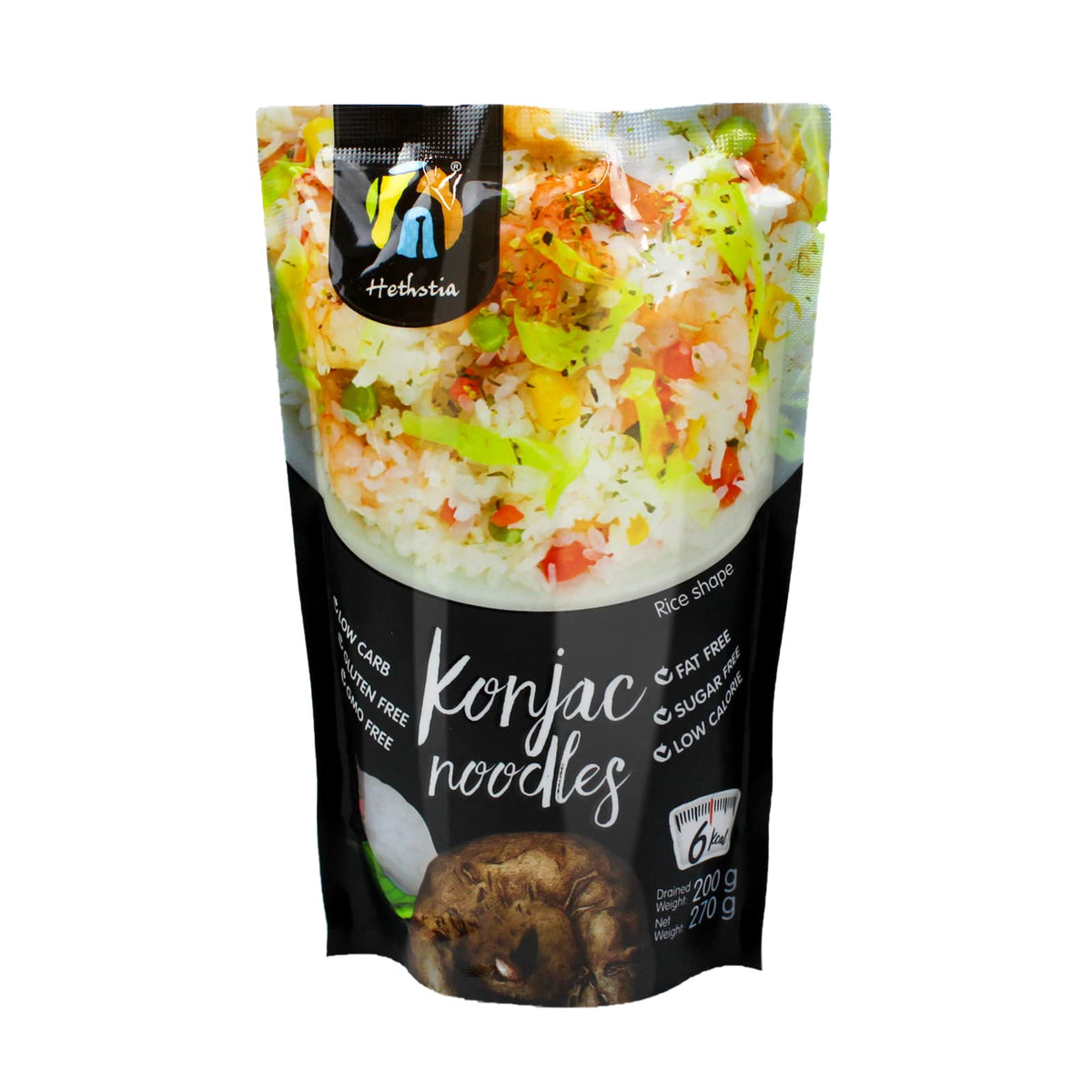 Hethstia Shirataki Rice - 6-Pack Low-Carb Konjac Rice, Keto, Gluten-Free, Vegan, Ready-to-Eat