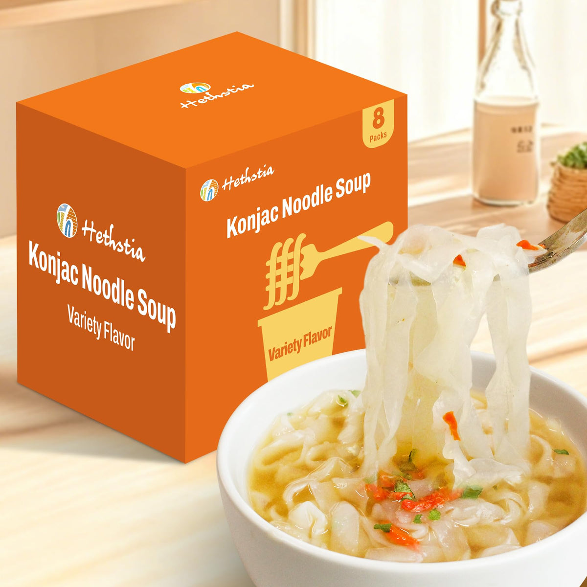 Hethstia Konjac Noodle Soup 8-Pack – Low-Cal, Vegan, Gluten-Free