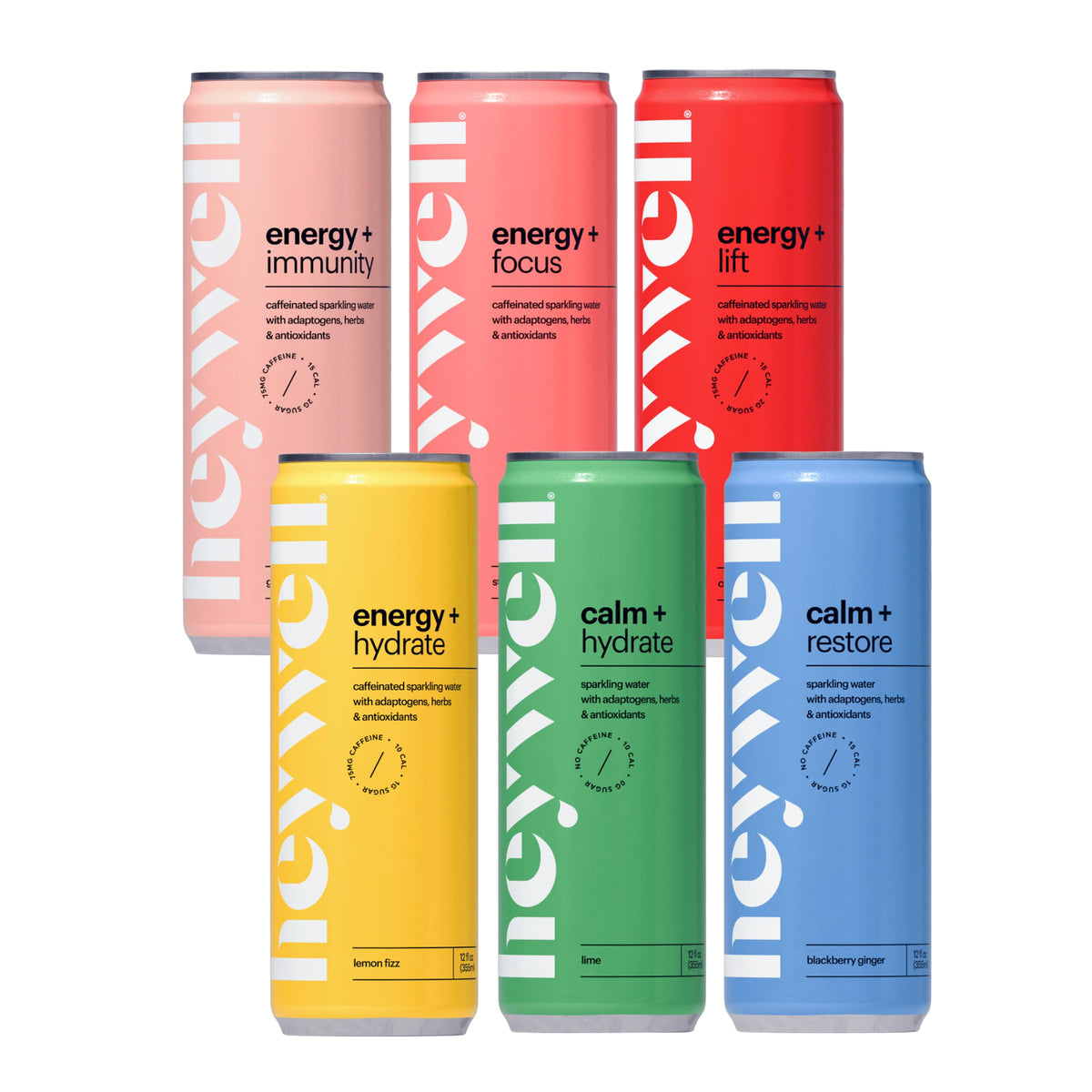 Heywell Sparkling Adaptogenic Trial Pack – 6x12oz, Organic, Vegan