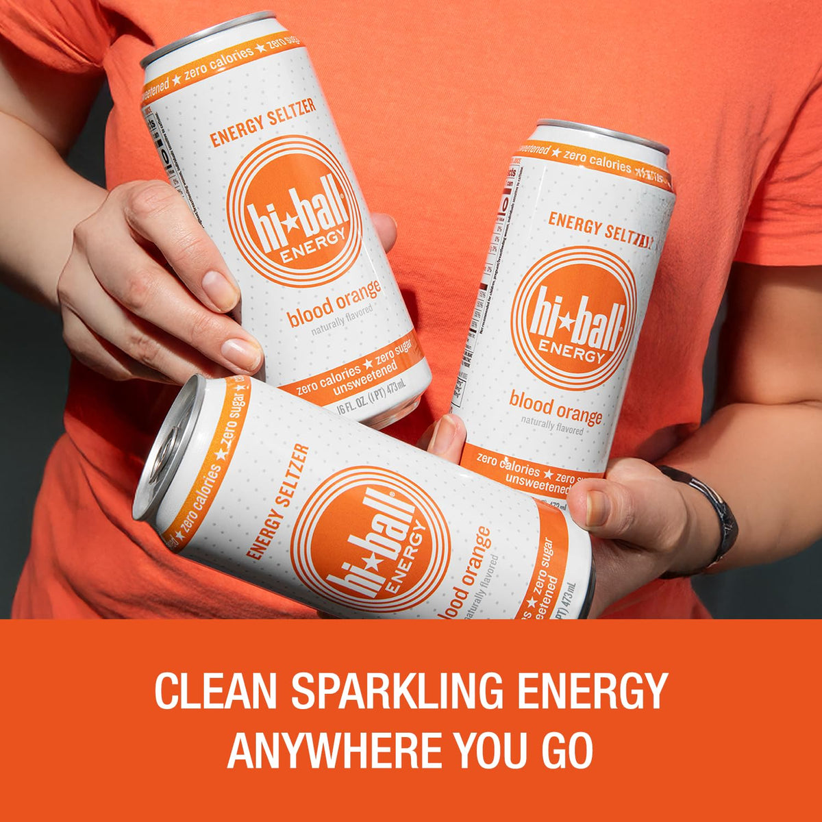 Hiball Clean Energy Drink - Blood Orange | Zero Sugar, Zero Calorie Sparkling Water with 160mg Caffeine