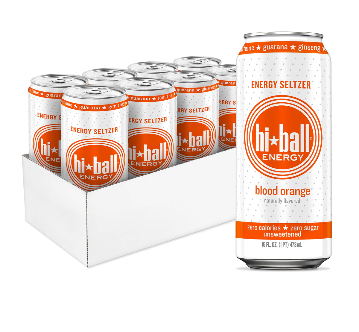 Hiball Clean Energy Drink - Blood Orange | Zero Sugar, Zero Calorie Sparkling Water with 160mg Caffeine