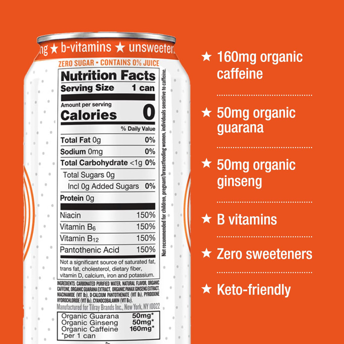 Hiball Clean Energy Drink - Blood Orange | Zero Sugar, Zero Calorie Sparkling Water with 160mg Caffeine
