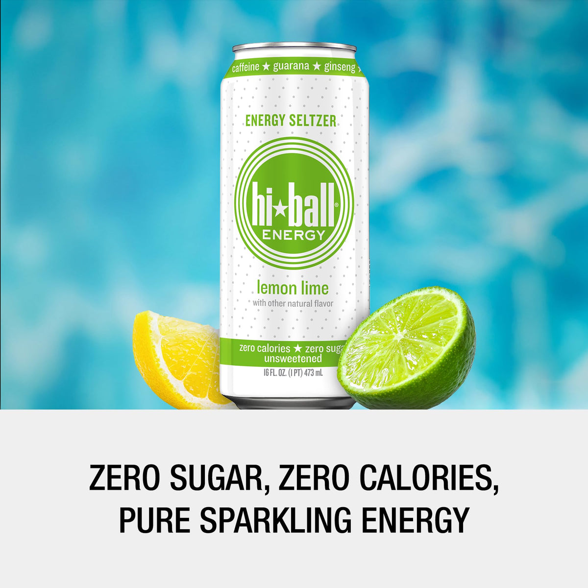 Hiball Clean Energy Lemon Lime – Zero Sugar, Zero Calorie, 160 mg Caffeine, 16 fl oz (8-Pack)