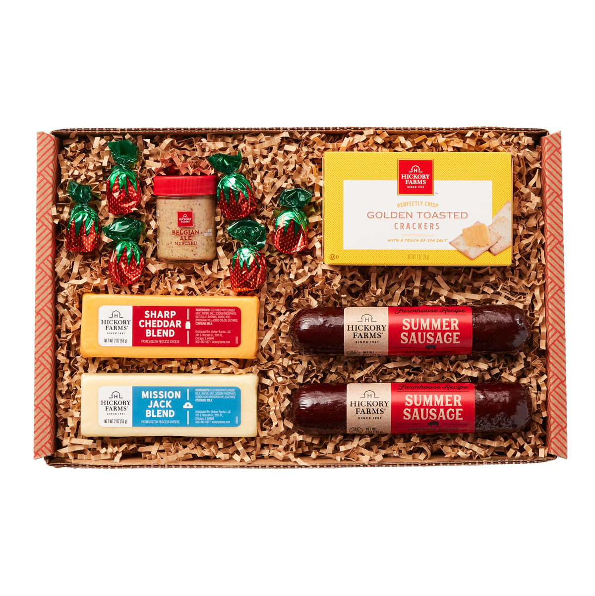 Hickory Farms Farmhouse Gift Basket (Small) – Gourmet Meat & Cheese Box with Summer Sausage, Cheddar & Jack