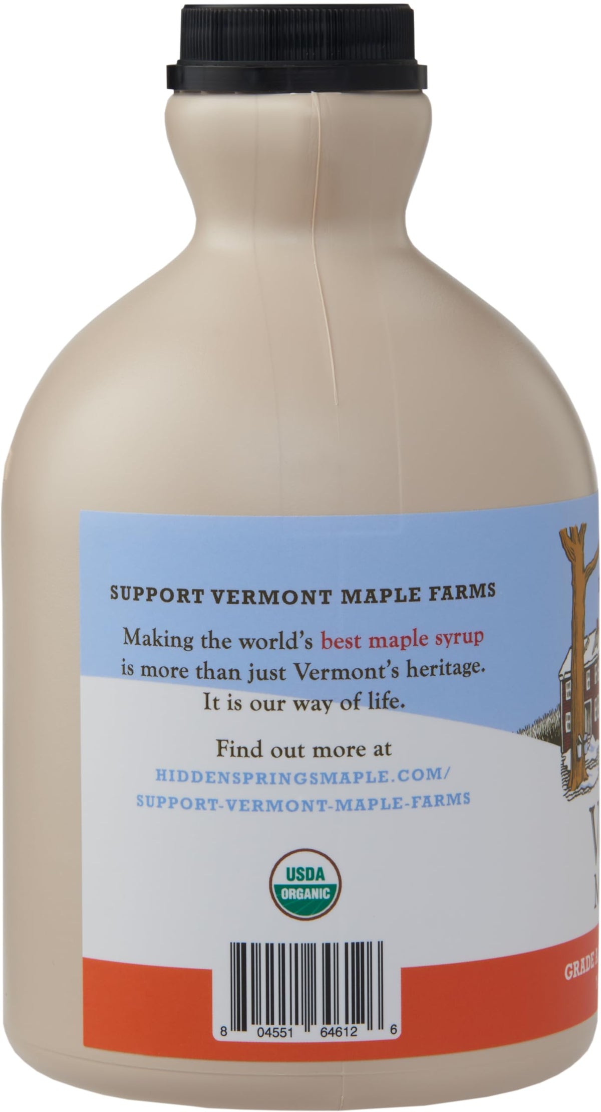 Hidden Springs Maple Organic Vermont Maple Syrup – Amber Rich Grade A, 32 oz