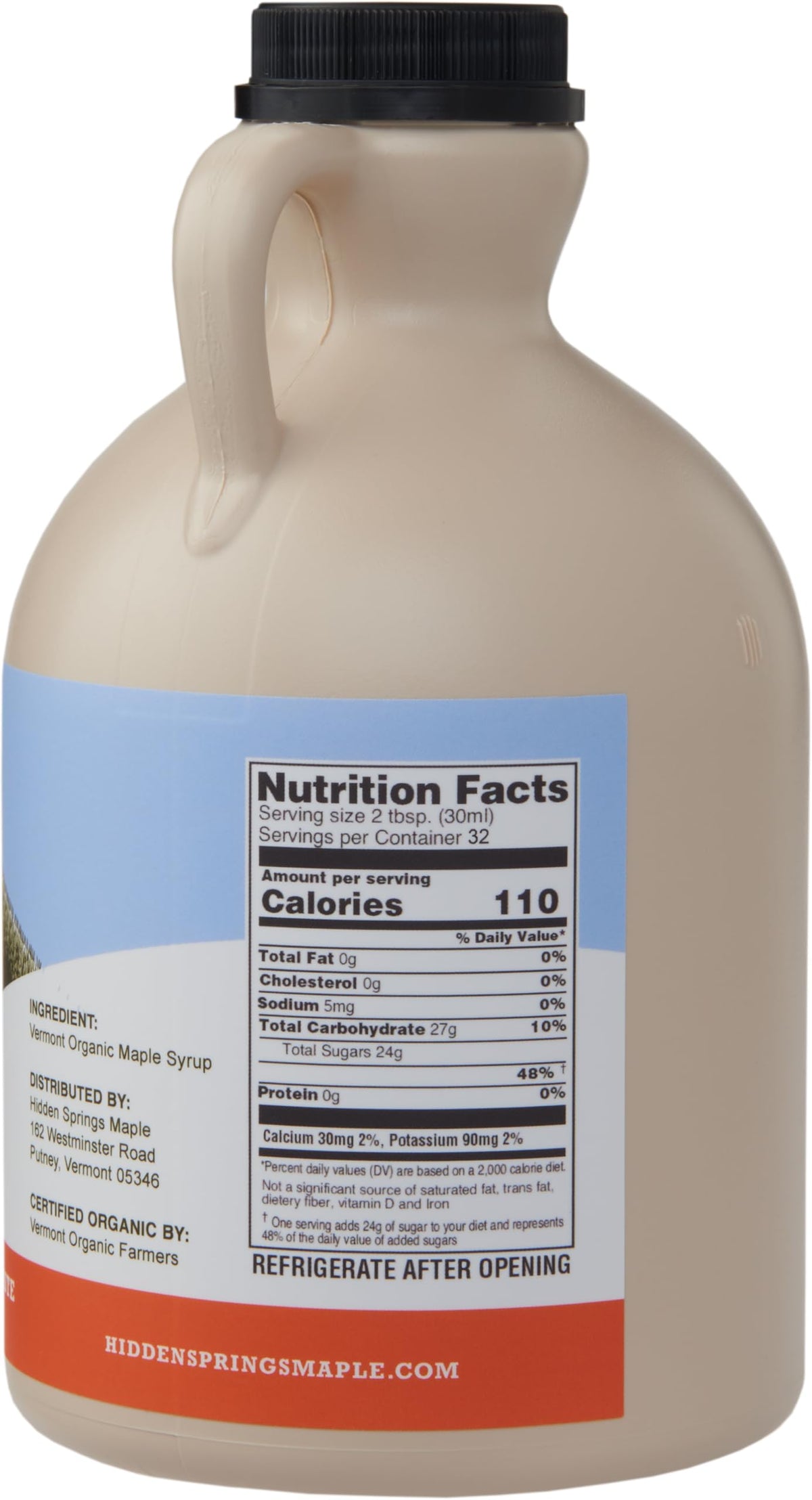 Hidden Springs Maple Organic Vermont Maple Syrup – Amber Rich Grade A, 32 oz