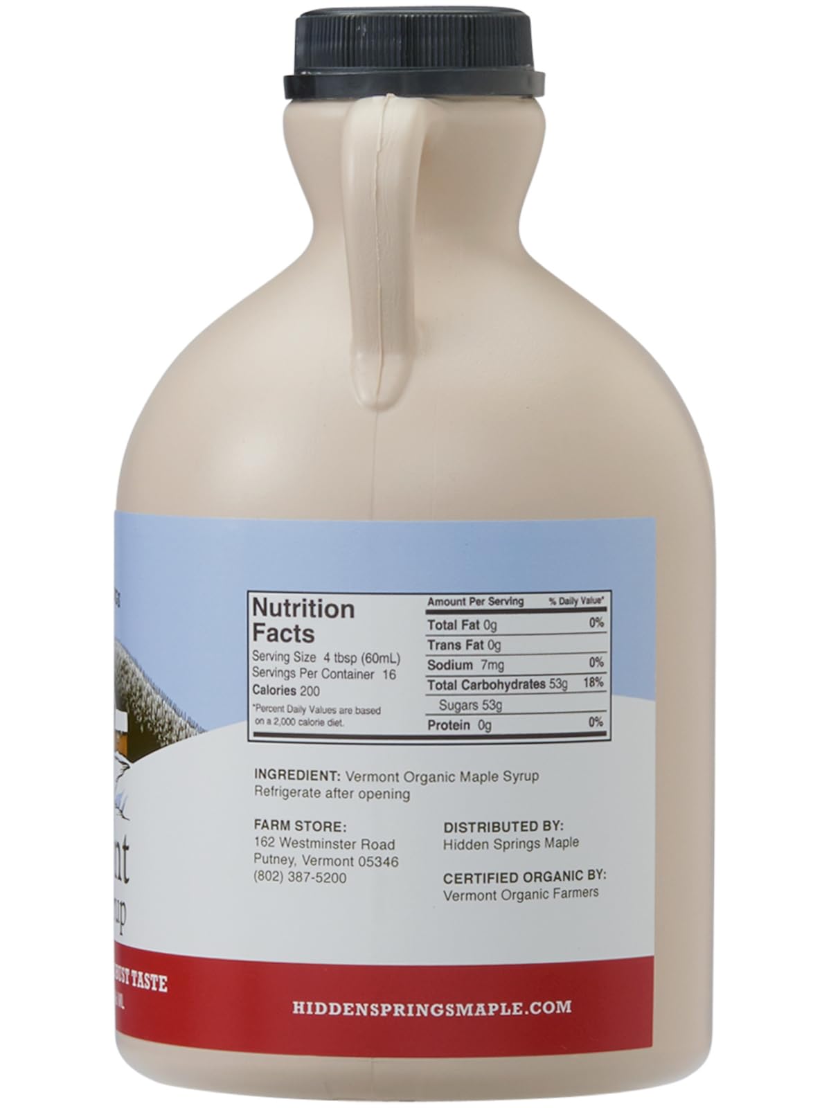 Hidden Springs Maple Organic Vermont Maple Syrup, Dark Robust, 32 oz (BPA-Free Jug)