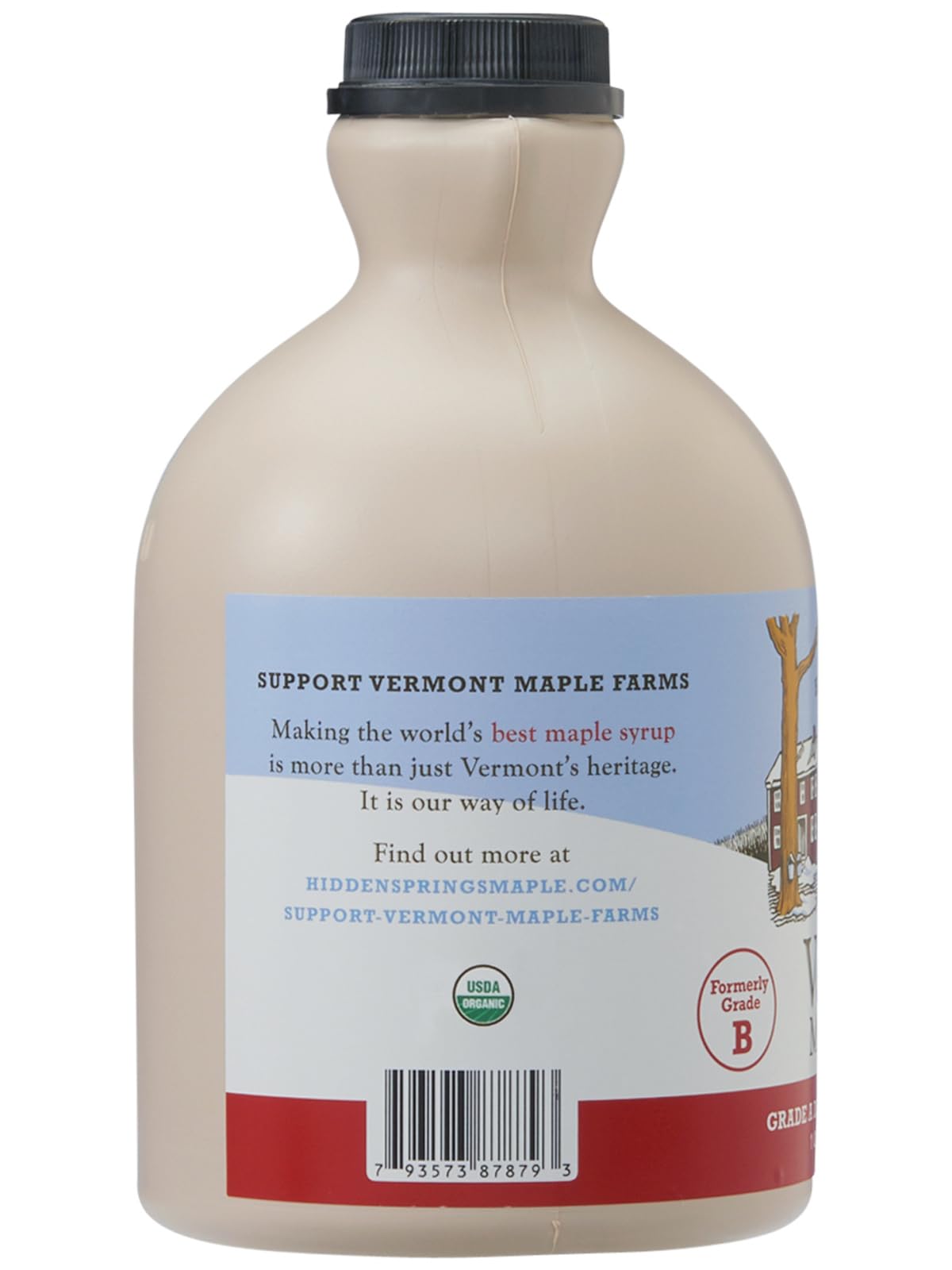Hidden Springs Maple Organic Vermont Maple Syrup, Dark Robust, 32 oz (BPA-Free Jug)
