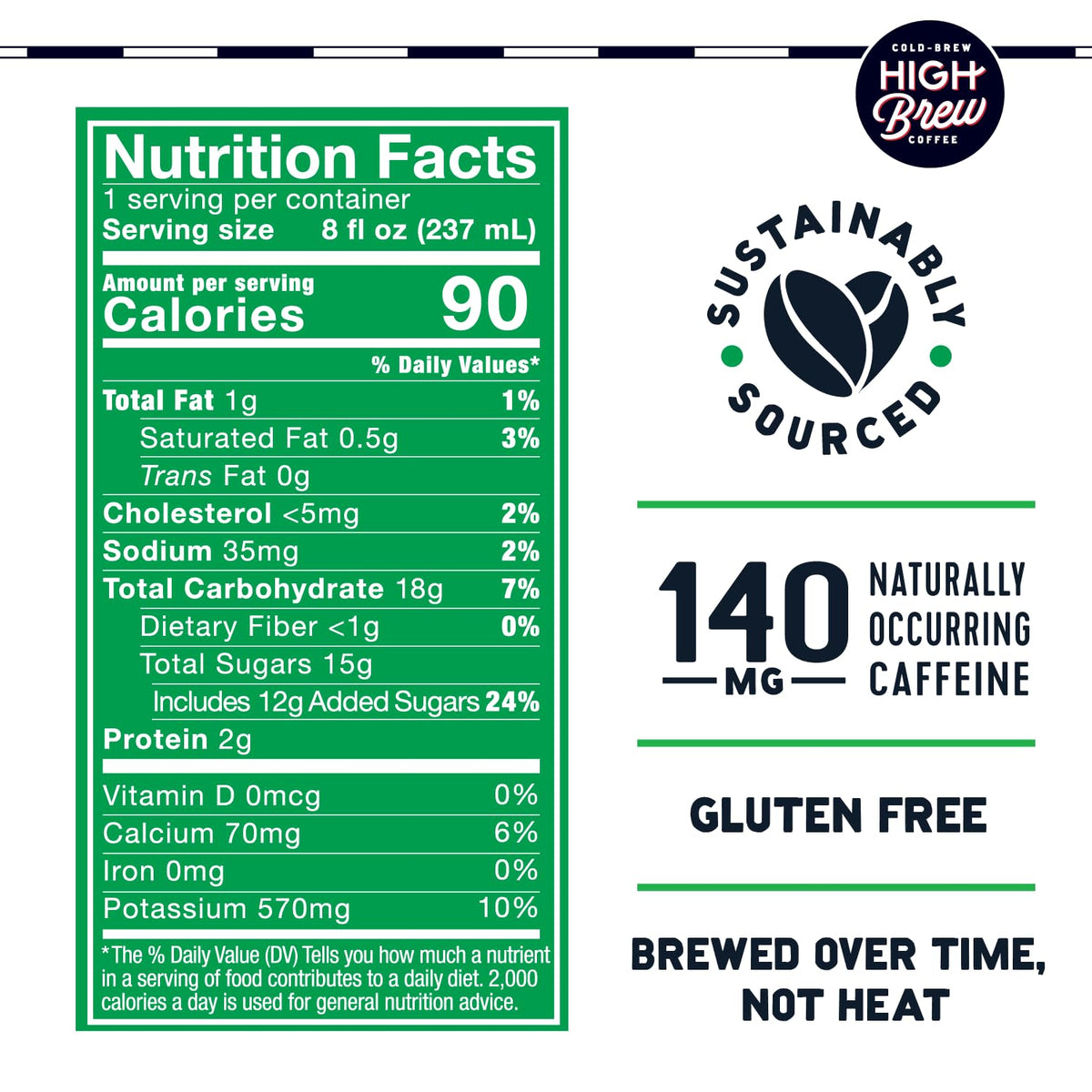 High Brew Coffee Cold Brew + Protein, Dark Chocolate Mocha, 8 oz Can, 12-Pack