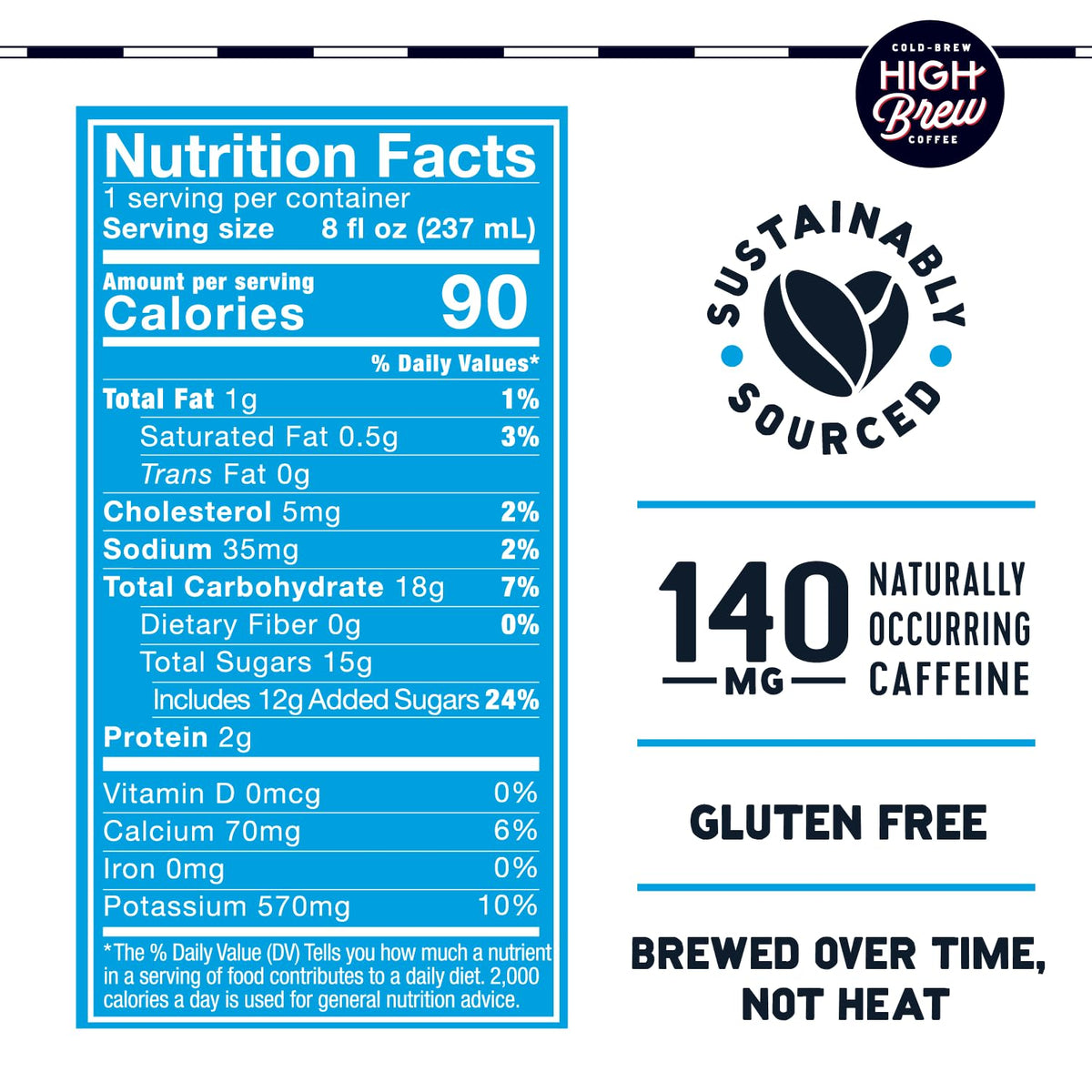 High Brew Coffee Mexican Vanilla Cold Brew Can – Ready-To-Drink 8 oz, Pack of 12