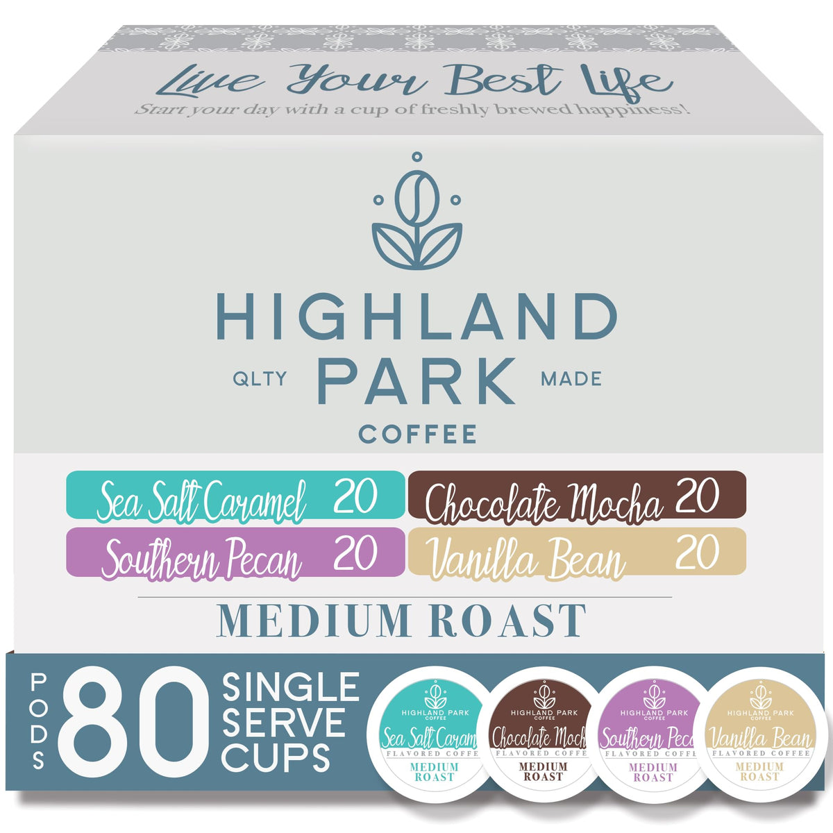 Highland Park Coffee Pods for Keurig K-Cup — Flavored Variety Pack, 80 Count