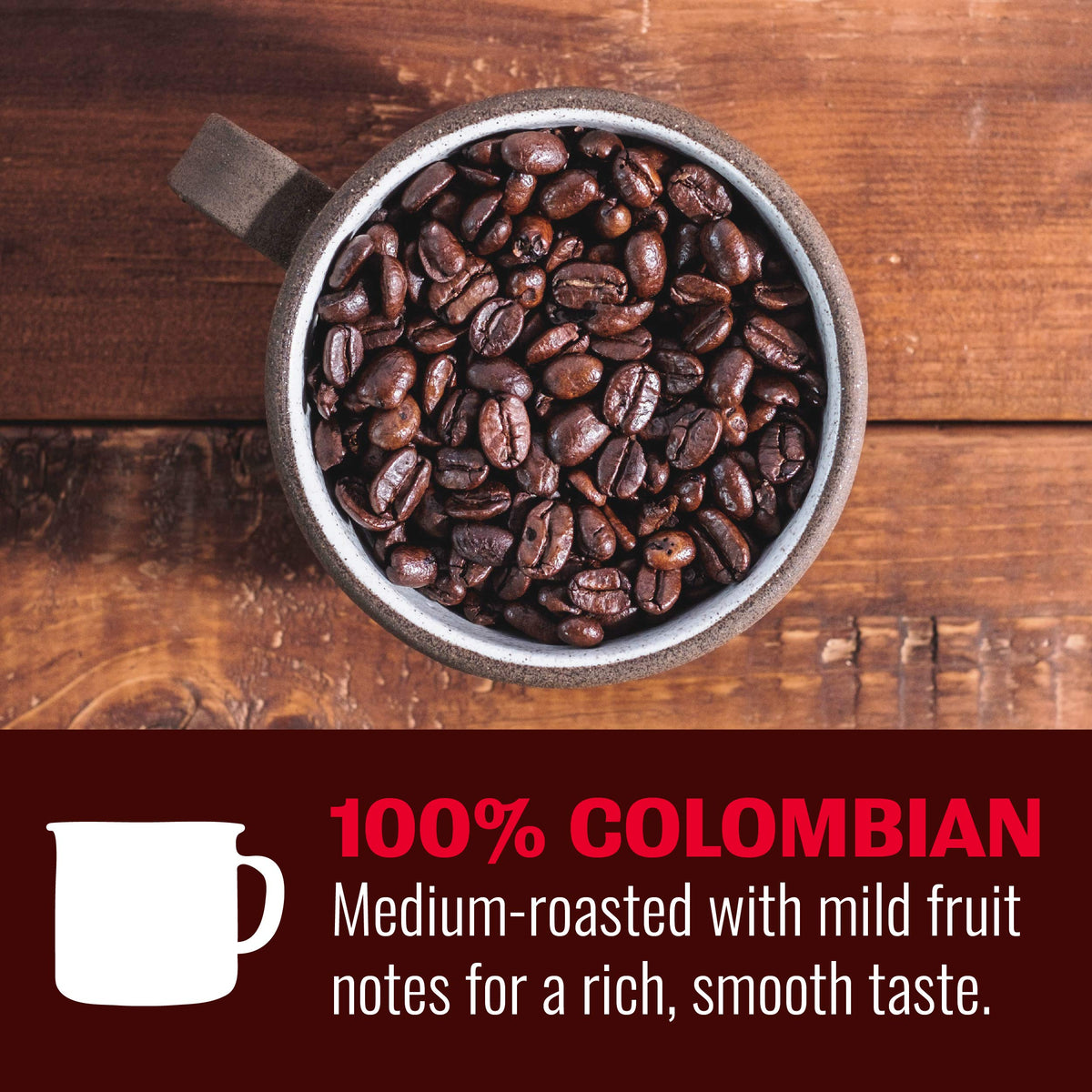 Hills Bros. Colombian Whole Bean Coffee – Rich Medium Roast Arabica, Kosher – 32oz