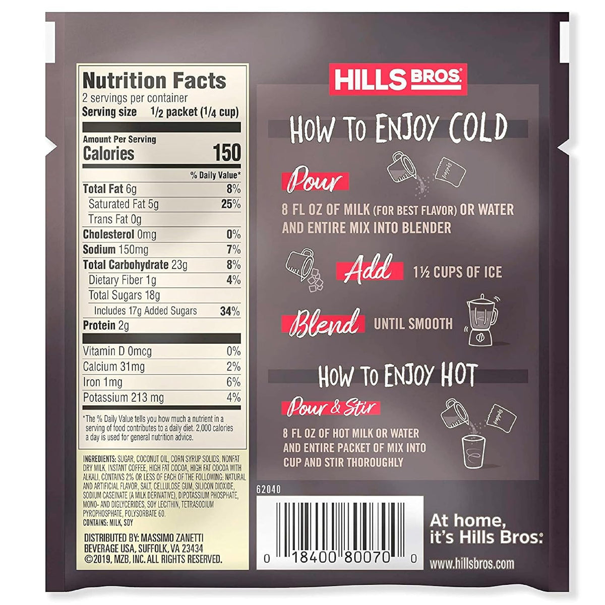 Hills Bros Frappés Instant Drink Mix – Café-Style Indulgence, Gluten-Free & Kosher-Certified – Chocolate Espresso