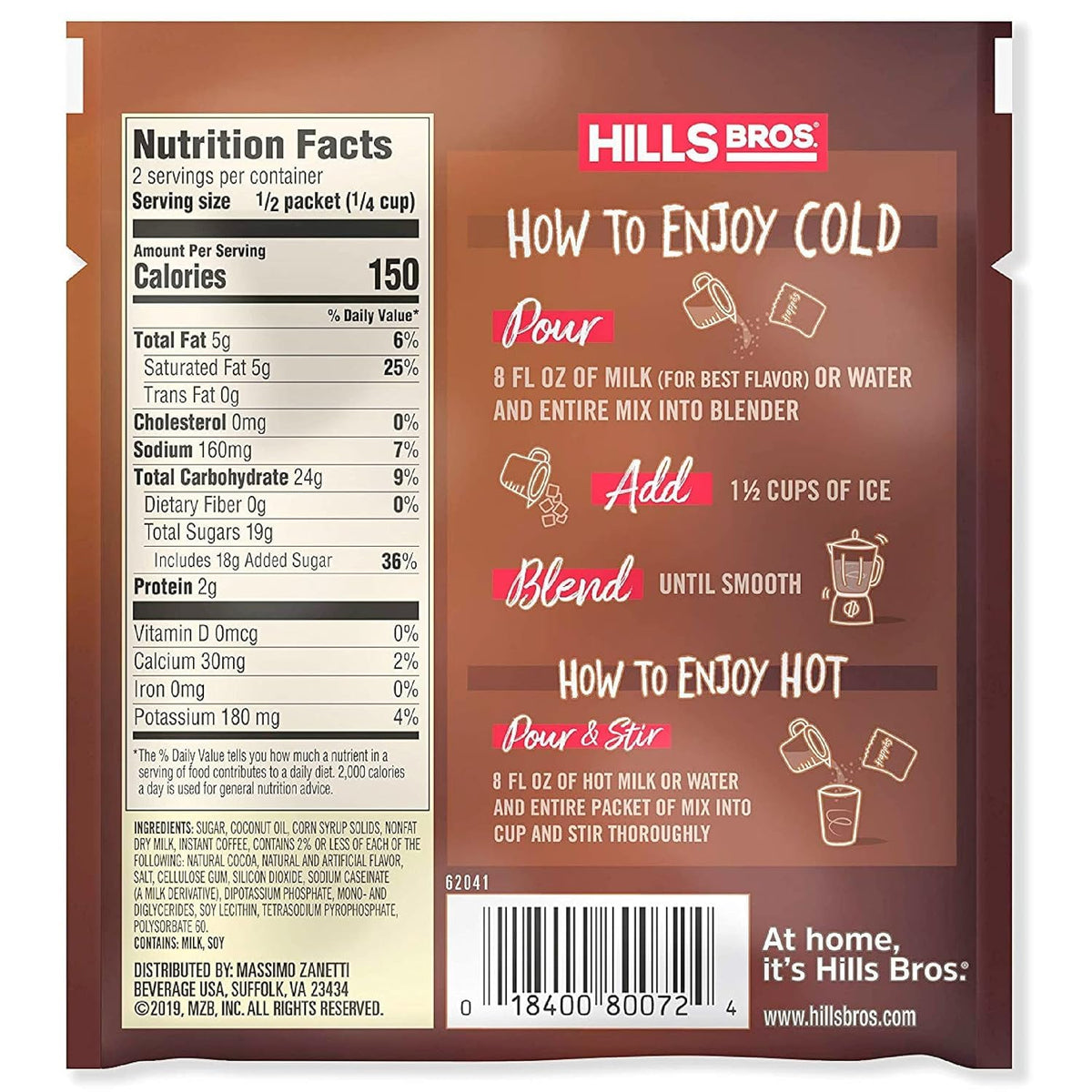Hills Bros. Frappés Instant Drink Mix – Salted Caramel, Gluten-Free & Kosher-Certified, 2.3 oz Pack of 12