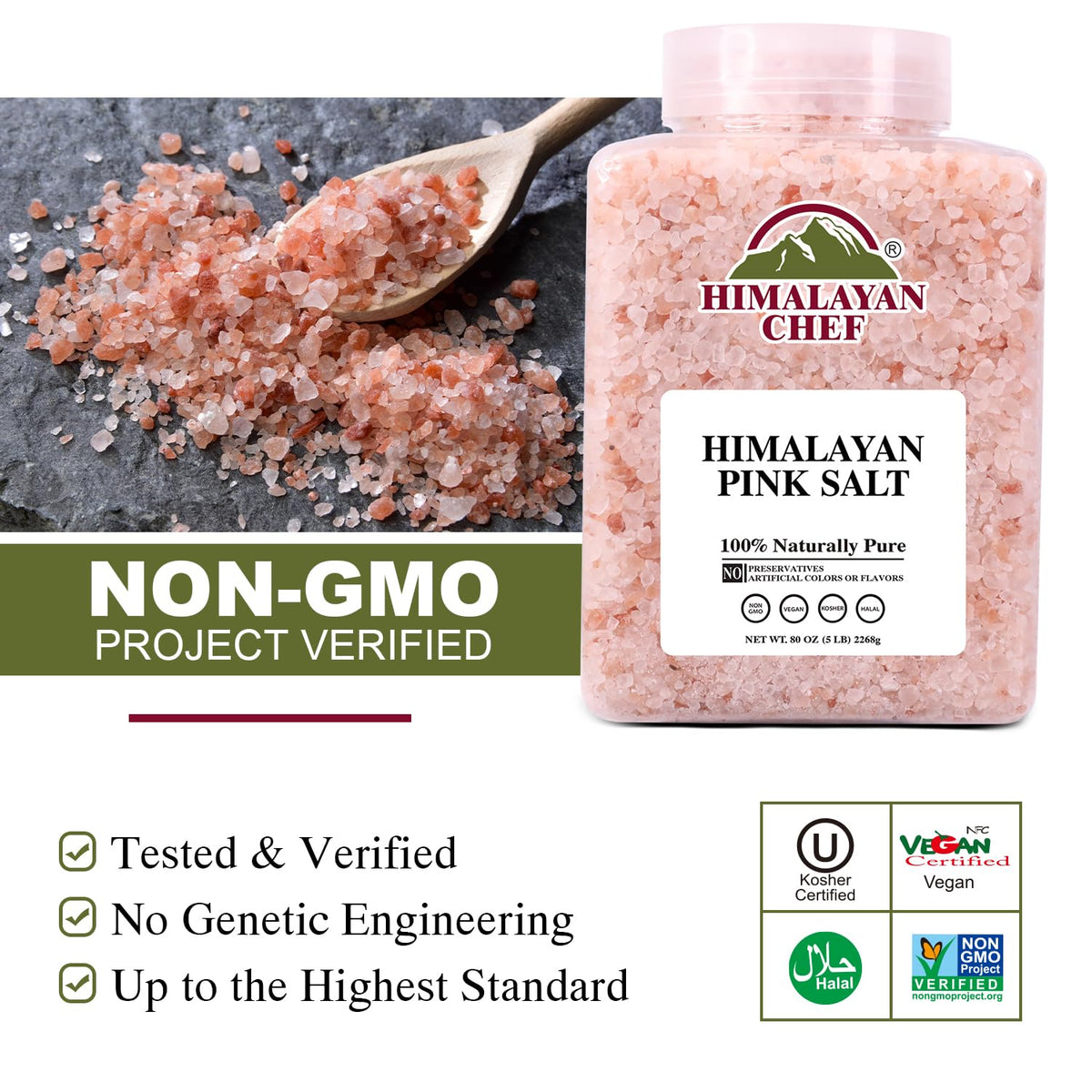 Himalayan Chef Coarse Pink Salt 5 lbs 2-Pack | Mineral-Rich Kosher Salt for Cooking, Grinders & Bath