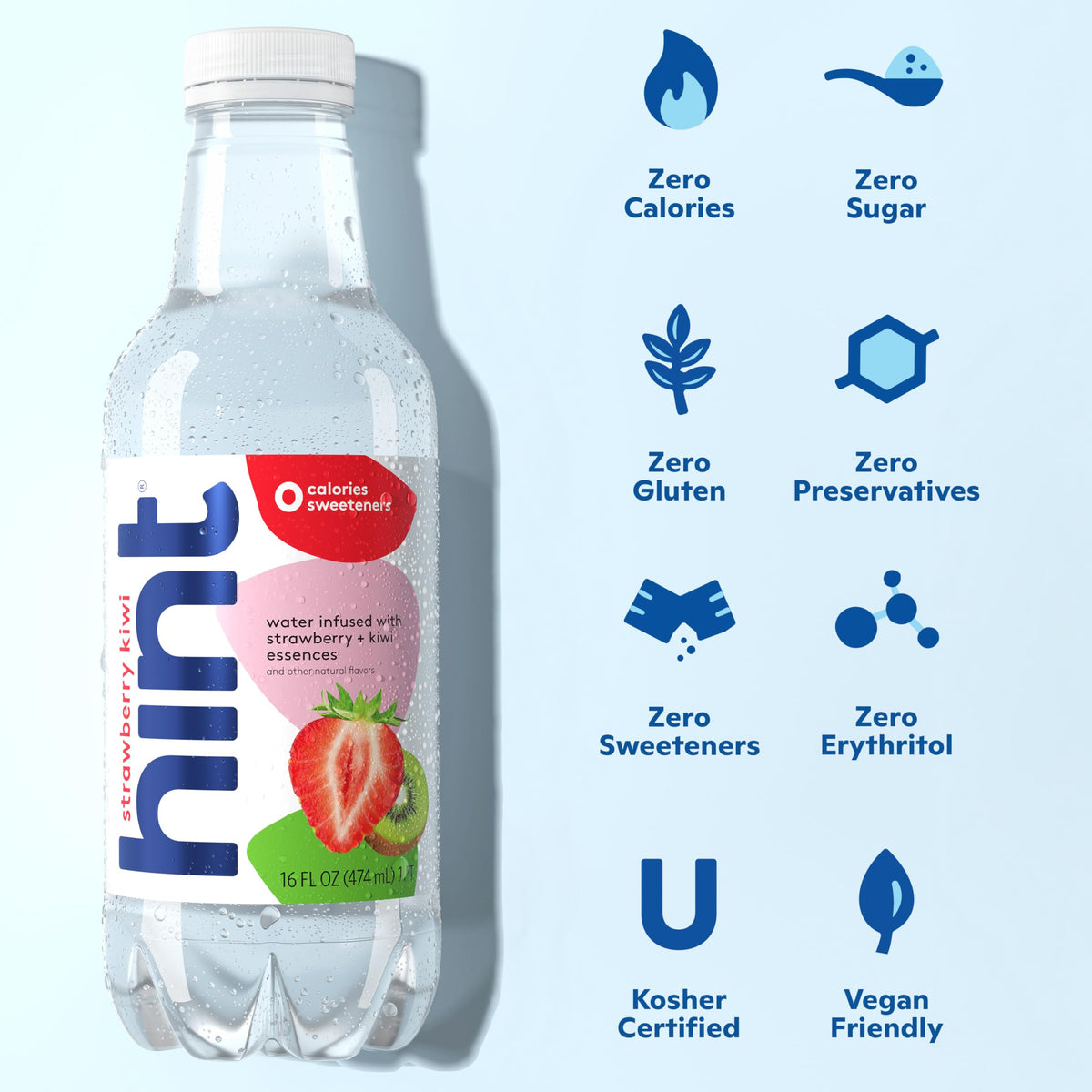 Hint Fruit-Infused Bottled Water – Strawberry Kiwi, Sugar Free, Zero Calories, 16 fl oz (Pack of 12)