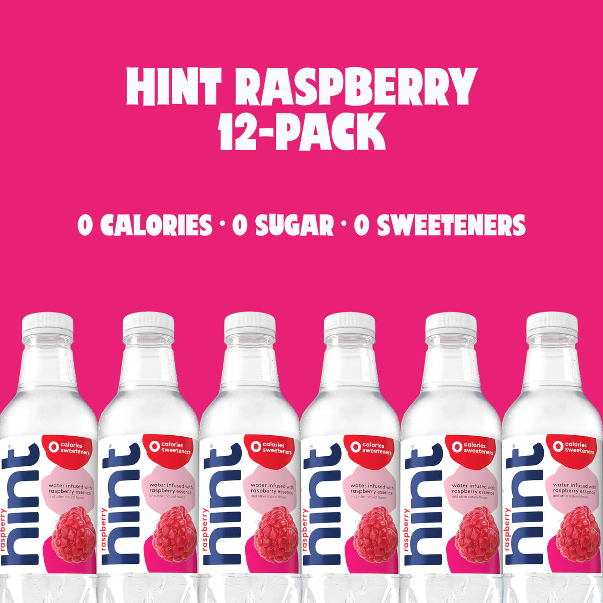 Hint Raspberry Flavored Water – Zero Calories, Natural Raspberry Flavor, Sugar-Free (16 oz, Pack of 12)