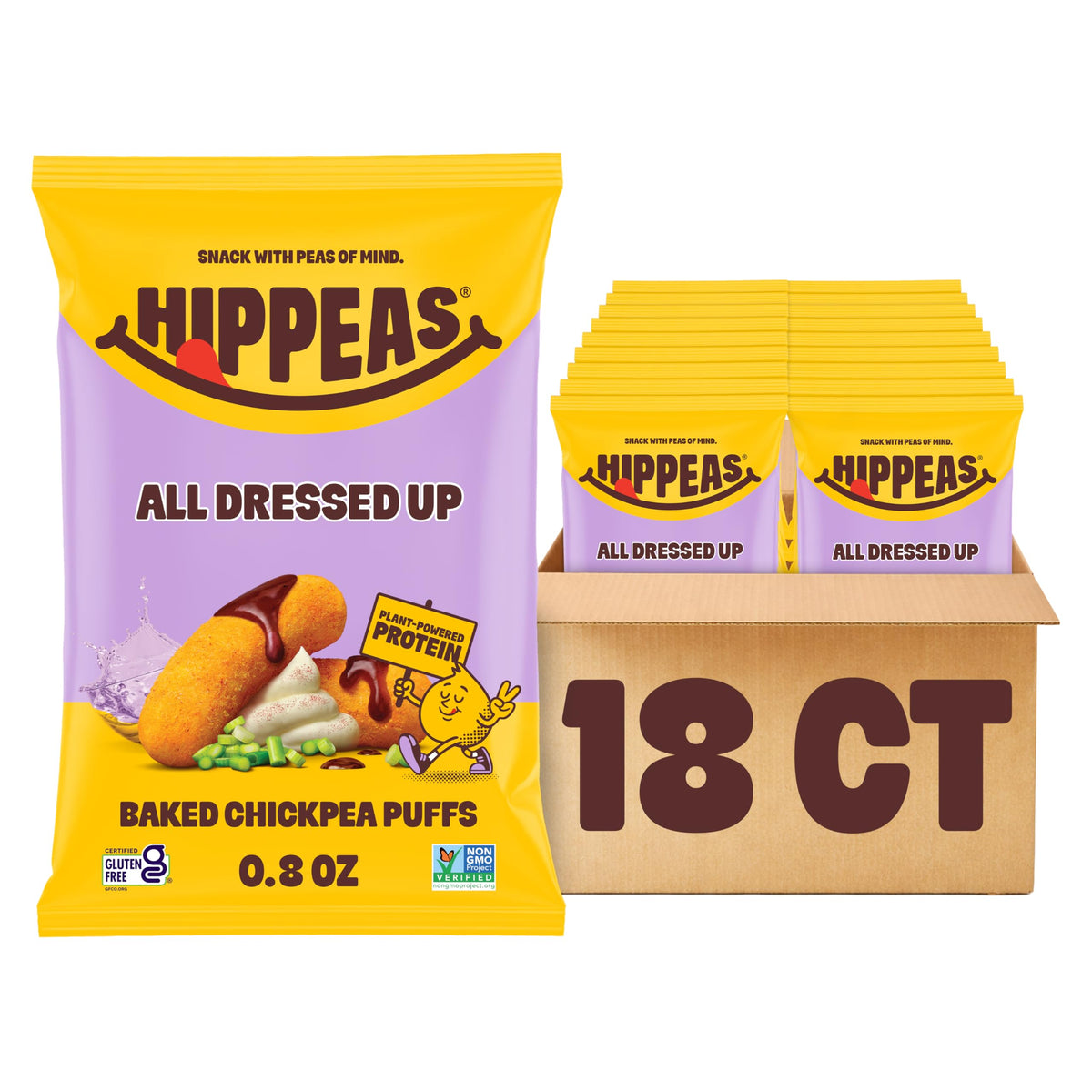 HIPPEAS All Dressed Barbecue Chickpea Puffs – Gluten Free, Vegan, 18-Pack