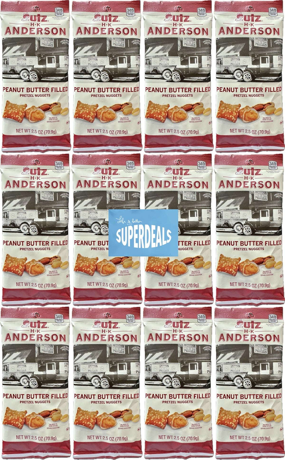 HK Anderson Peanut Butter Filled Pretzel Nuggets – 2.5oz Bag (12-Pack)