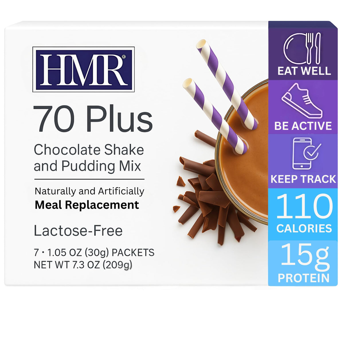 HMR 70 Plus Chocolate Shake & Pudding Mix – Lactose-Free, 15g Protein, Low Calorie