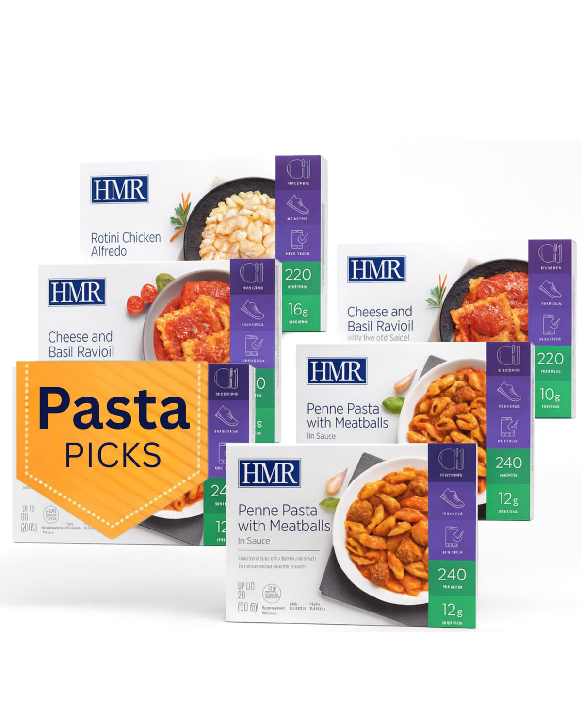 HMR Pasta Picks Entrée Pack — 6-Pack Ready-to-Eat Italian Meals, 10-16g Protein