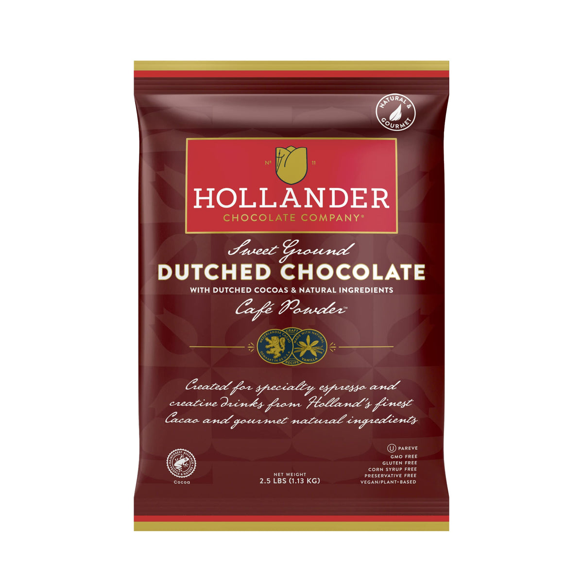 Hollander Sweet Ground Dutched Chocolate Powder 2.5lb – Clean Label & Rainforest Alliance