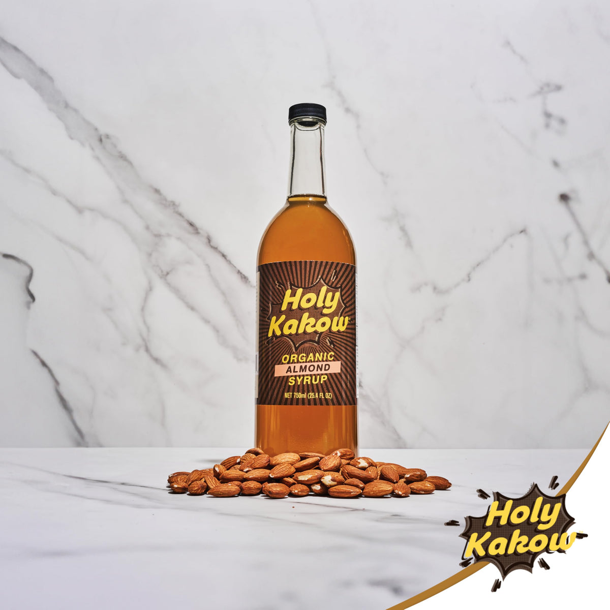 Holy Kakow Cafe Organic Almond Syrup - 750ml | Organic Coffee Syrup for Lattes & Cocktails