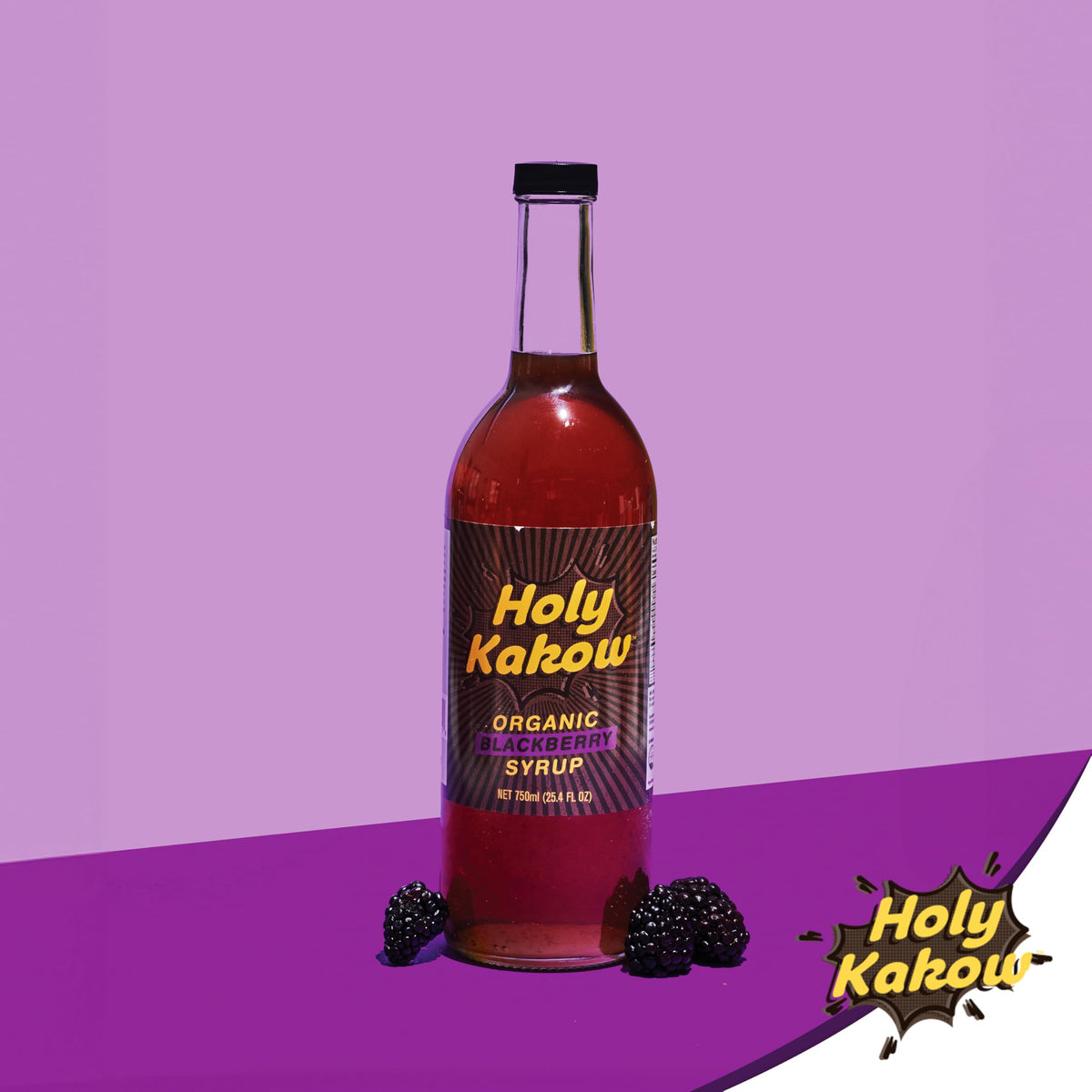 Holy Kakow Cafe Organic Blackberry Syrup - Real Food Coffee Syrup for Coffee, Latte & Cocktails, 750ml