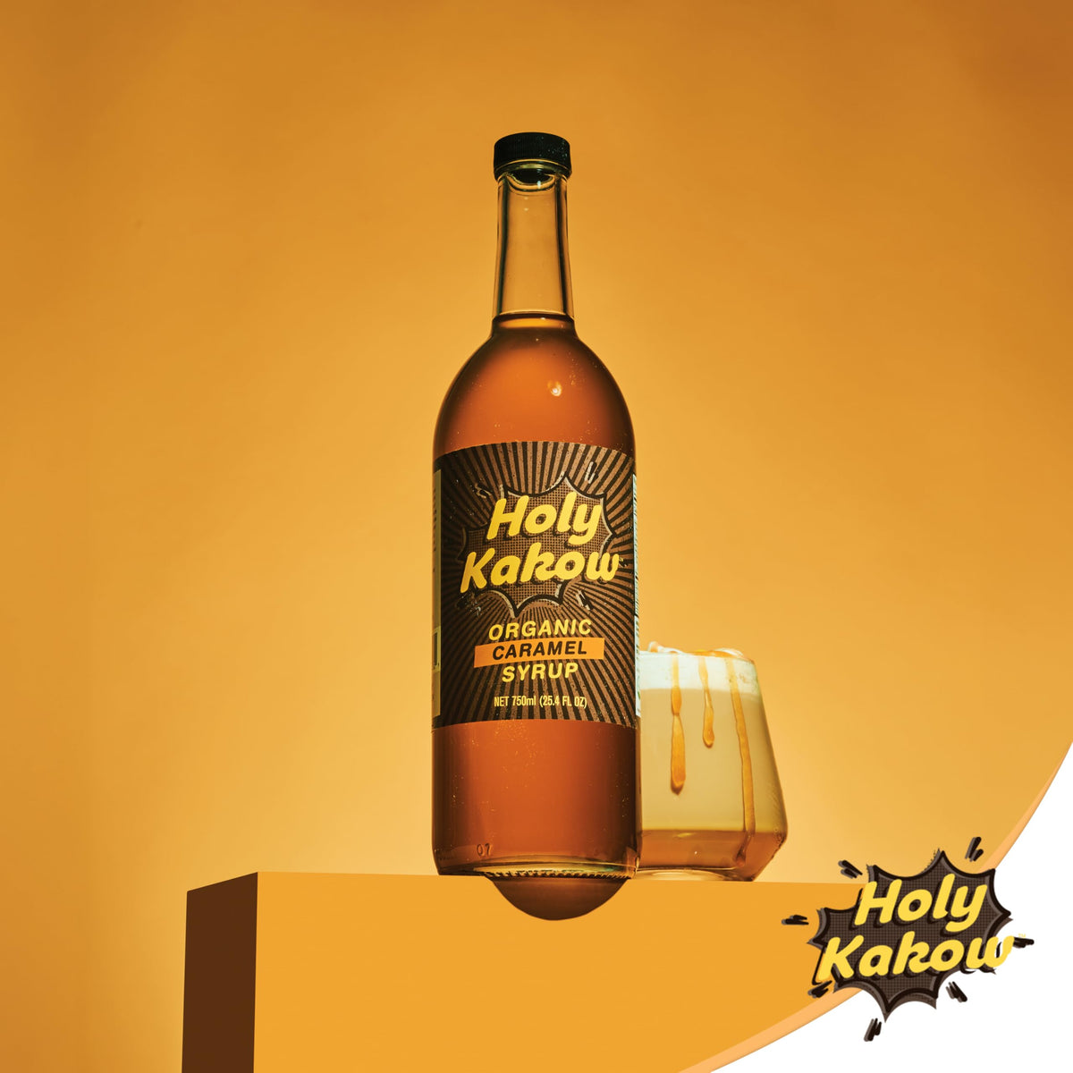 Holy Kakow Cafe Organic Caramel Syrup – Real Food Caramel Syrup for Coffee, Lattes & Cocktails (750ml)