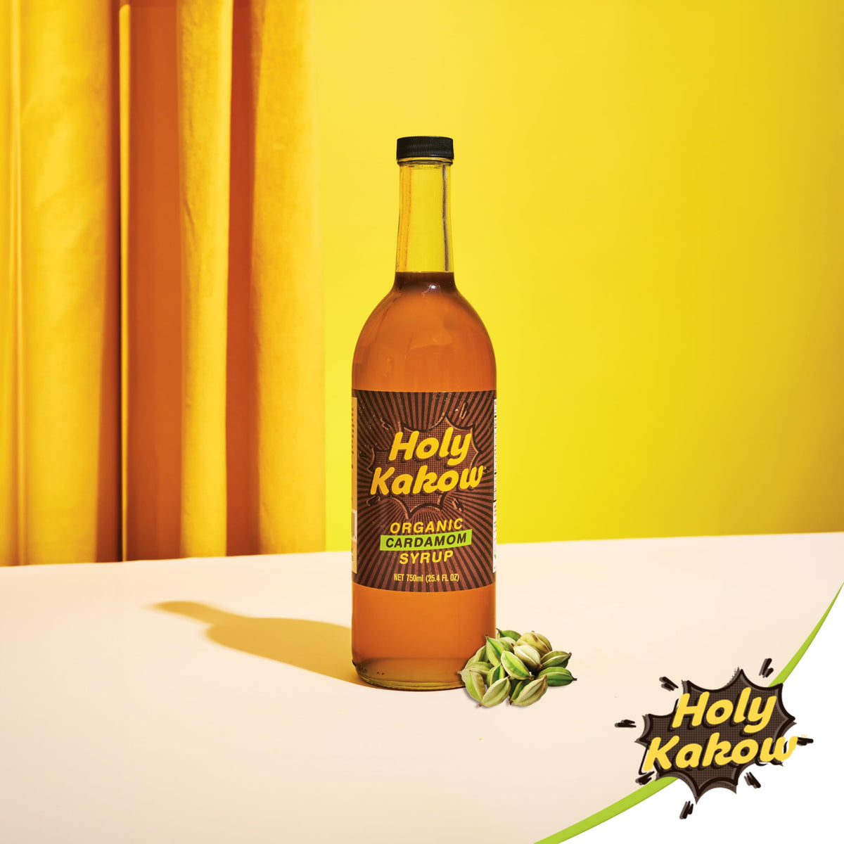 Holy Kakow Cafe Organic Cardamom Syrup – Real Food Cardamom Syrup for Coffee, Lattes & Cocktails | 750ml