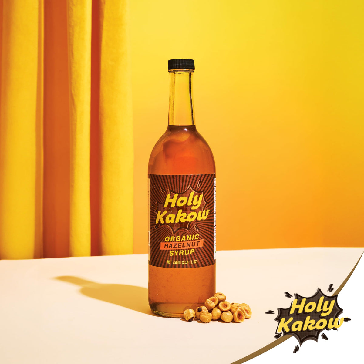 Holy Kakow Cafe Organic Hazelnut Syrup - Organic Hazelnut Coffee Syrup for Coffee, Latte, Cocktails | 750ml