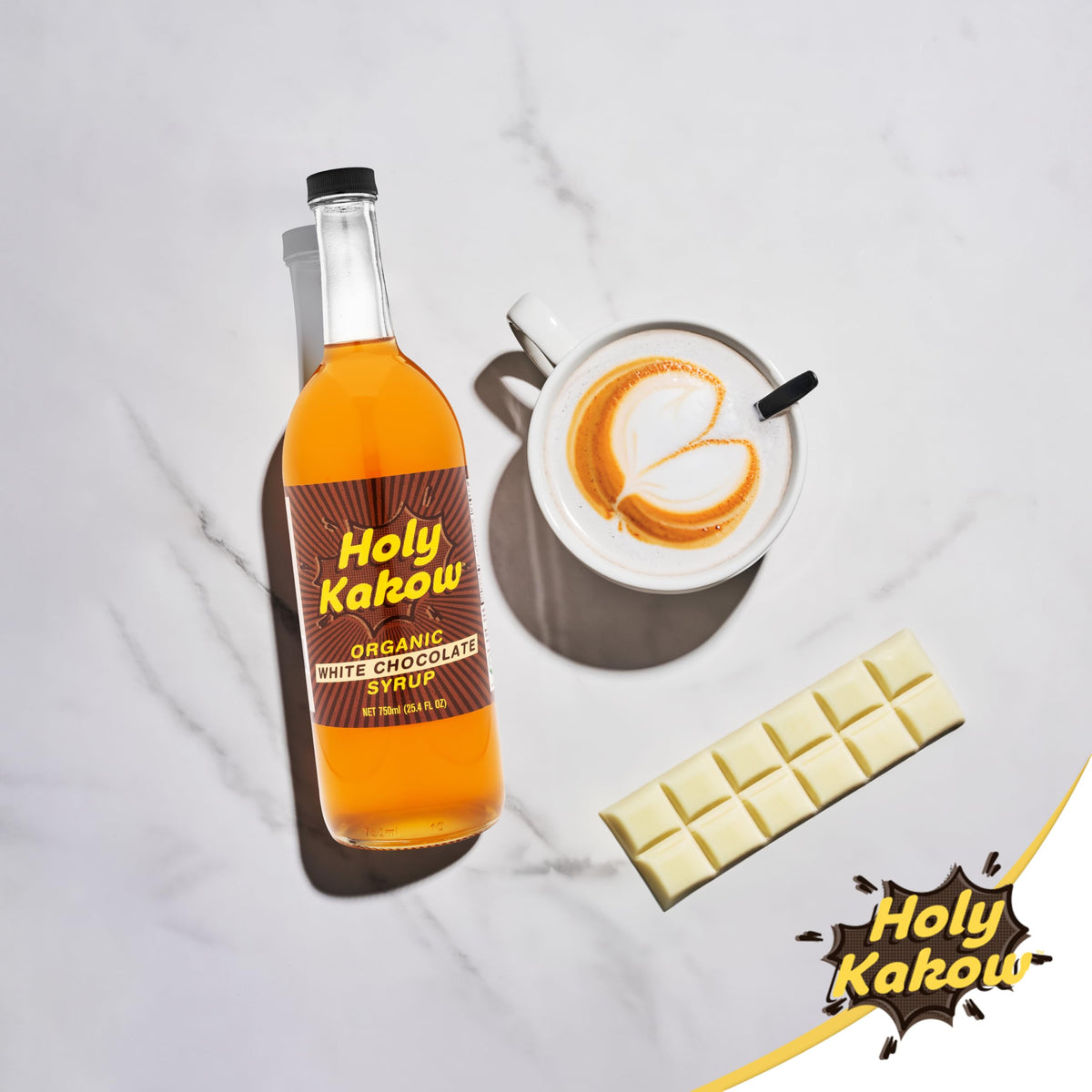 Holy Kakow Organic White Chocolate Syrup – 750ml for Coffee, Cocktails & Desserts