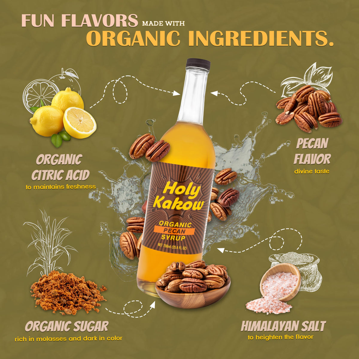 Holy Kakow Cafe Organic Pecan Syrup 750ml
