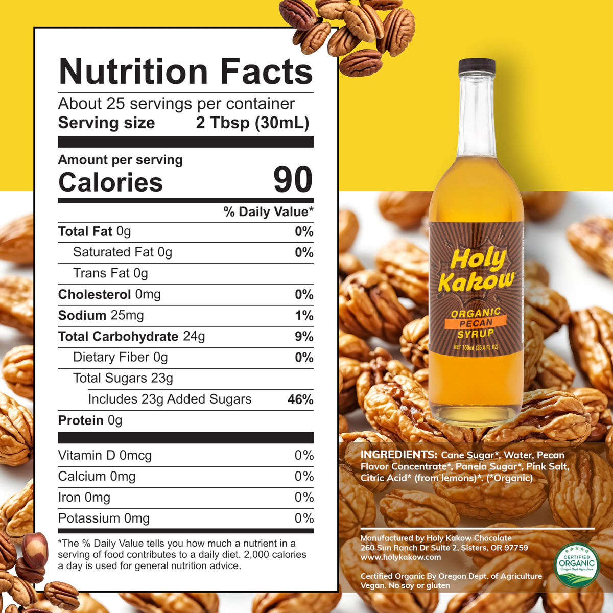 Holy Kakow Cafe Organic Pecan Syrup 750ml