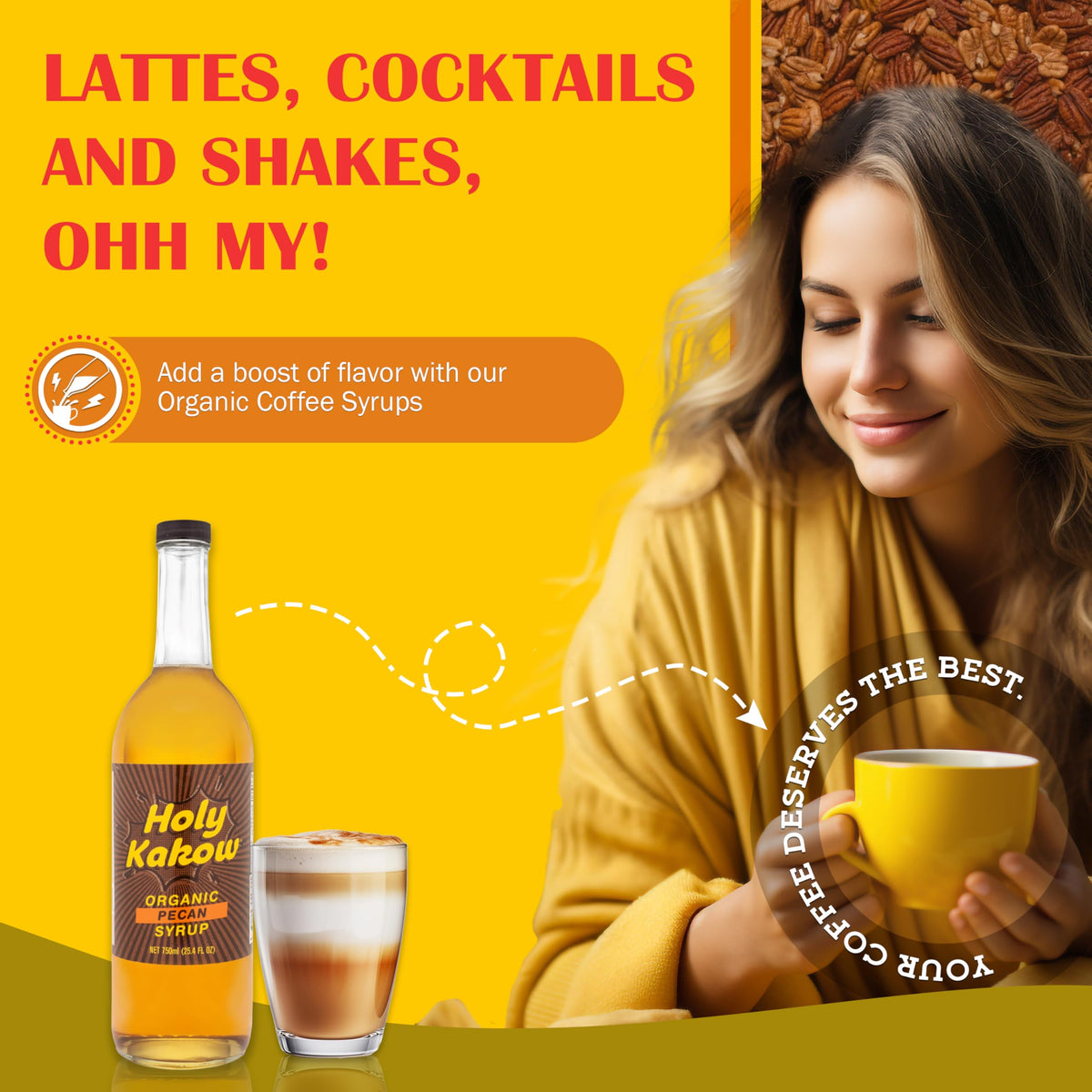 Holy Kakow Cafe Organic Pecan Syrup 750ml