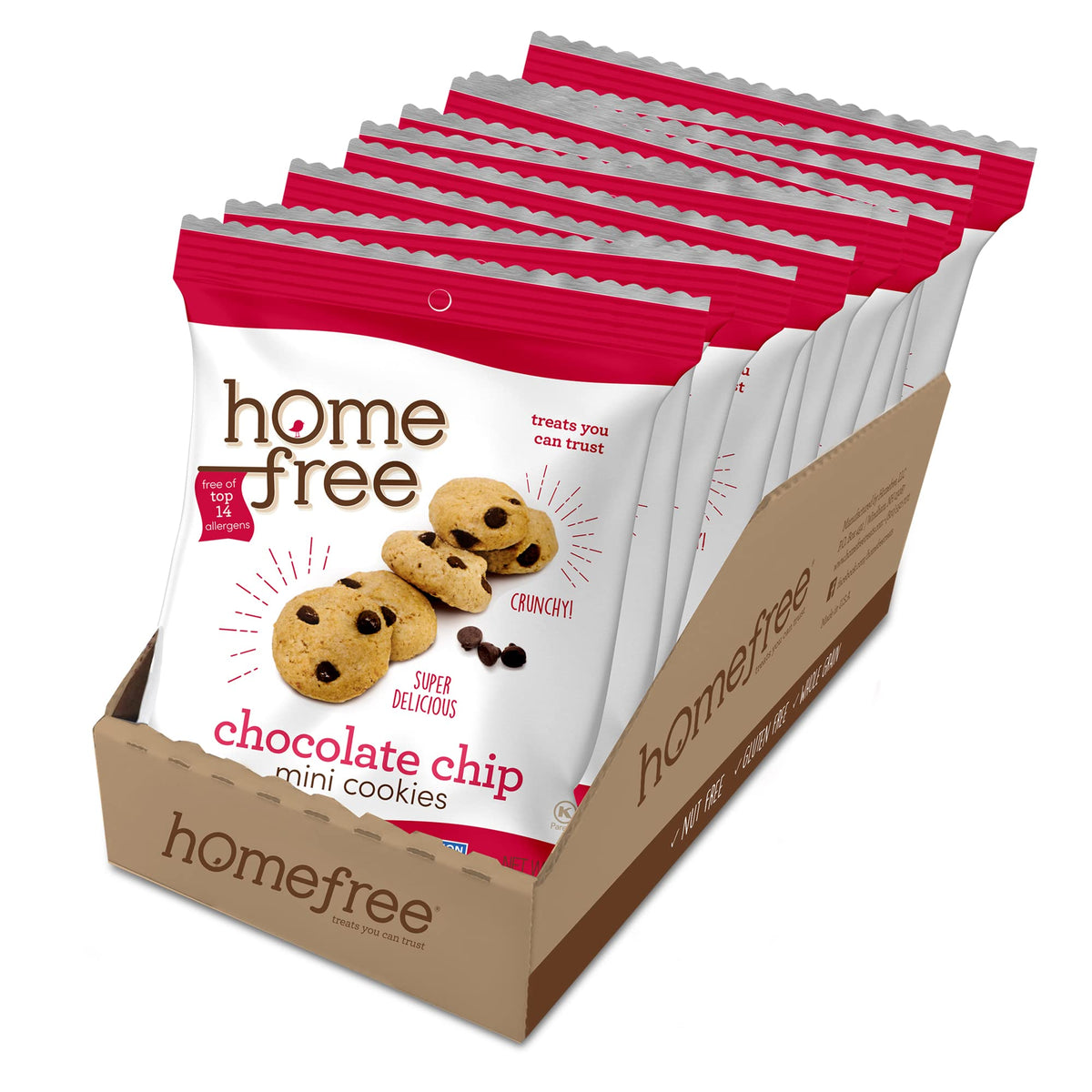 Homefree Gluten-Free Mini Chocolate Chip Cookies — 10 Pack, Single-Serve 1.1 oz Each