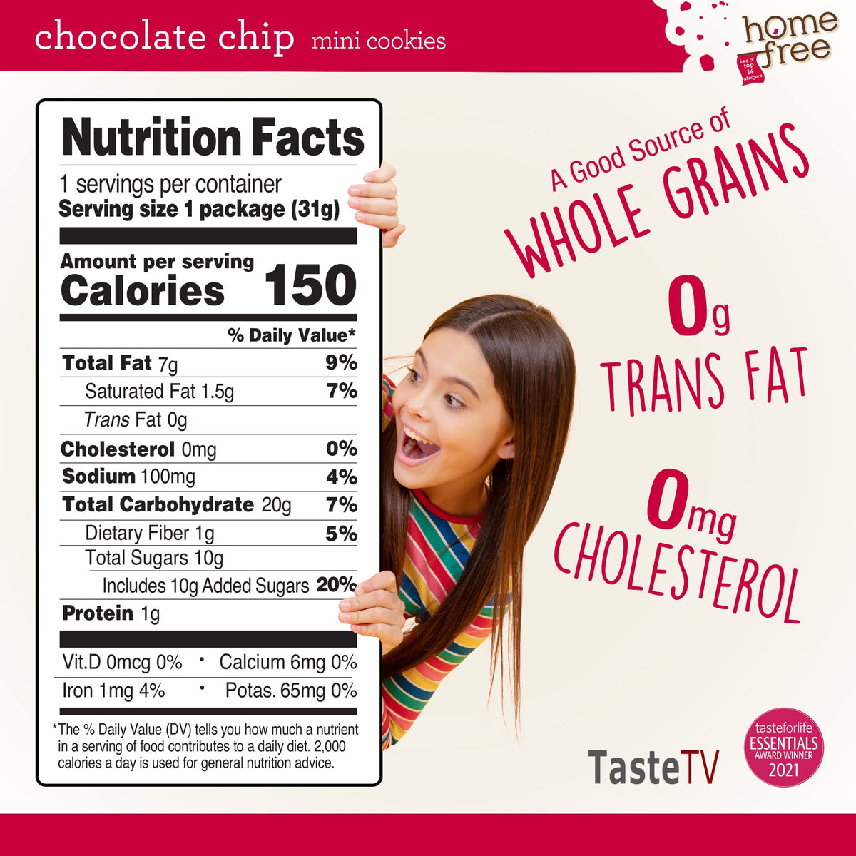 Homefree Gluten-Free Mini Chocolate Chip Cookies — 10 Pack, Single-Serve 1.1 oz Each