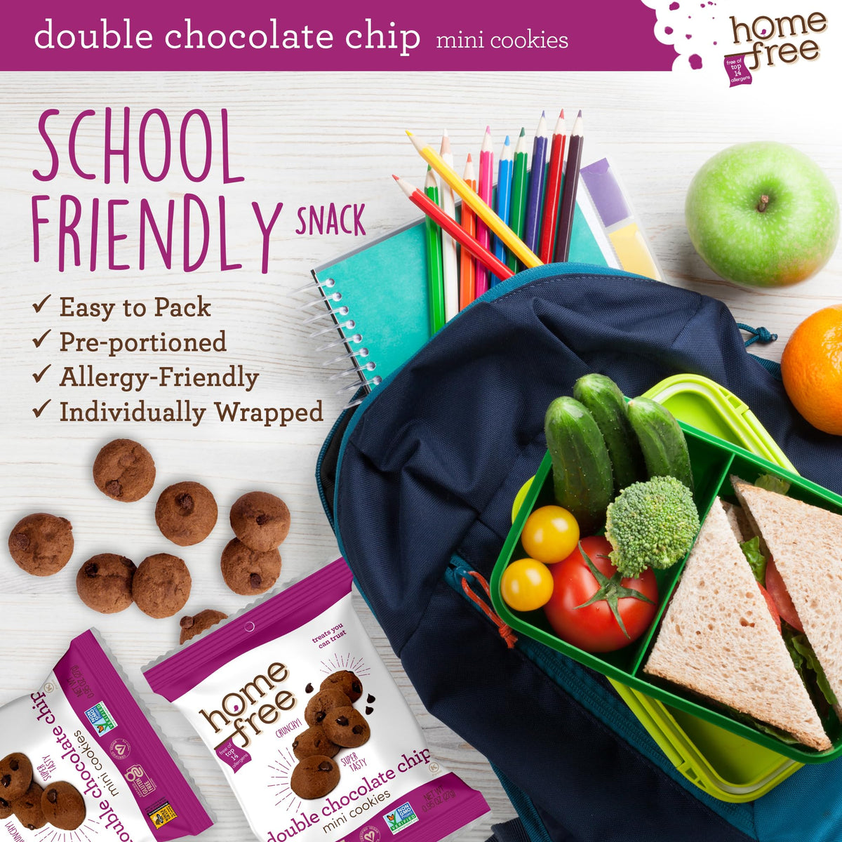 Homefree Gluten-Free Mini Double Chocolate Chip Cookies — 10-Pack