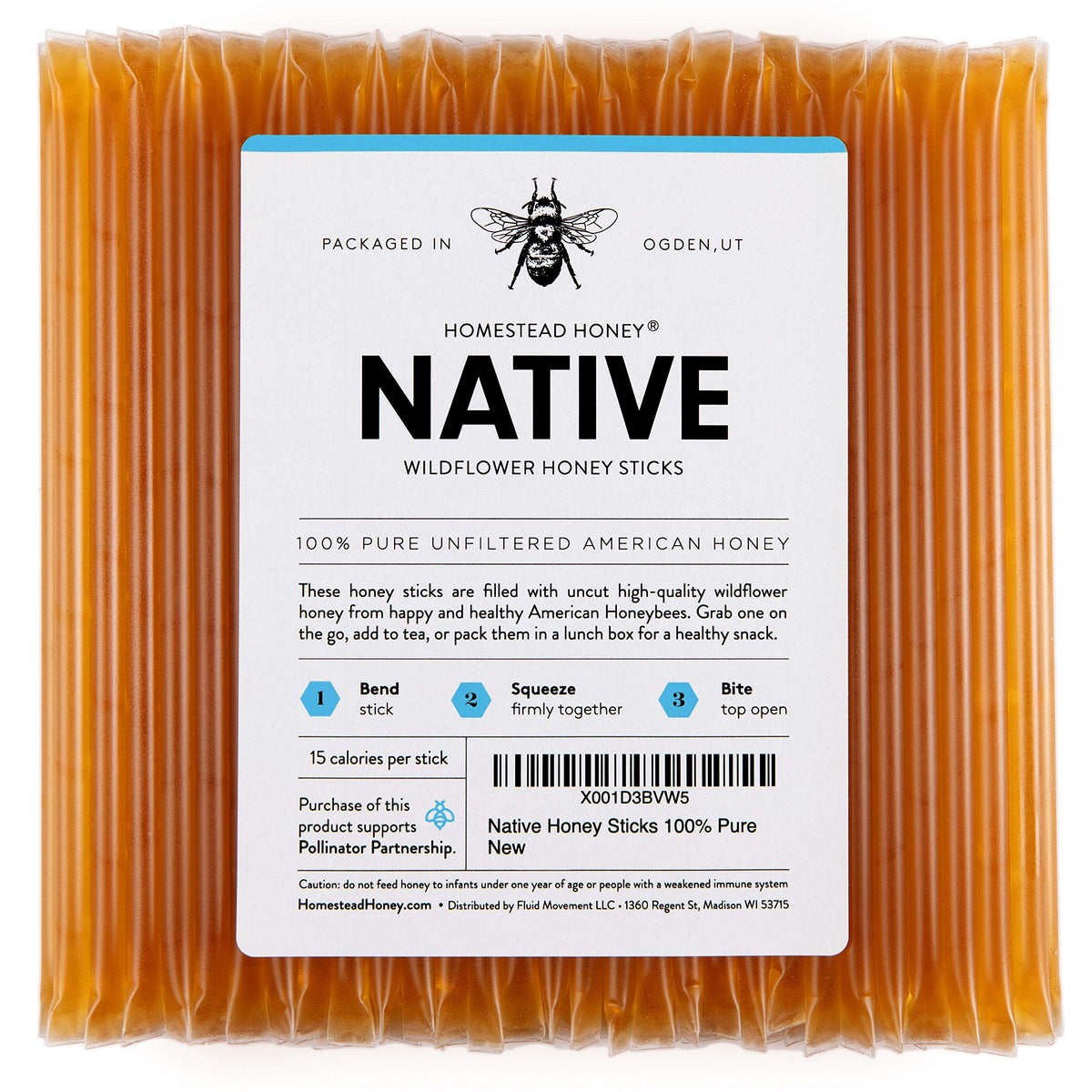 Homestead Honey Native Sticks 100 Count – Pure Wildflower Honey Packets